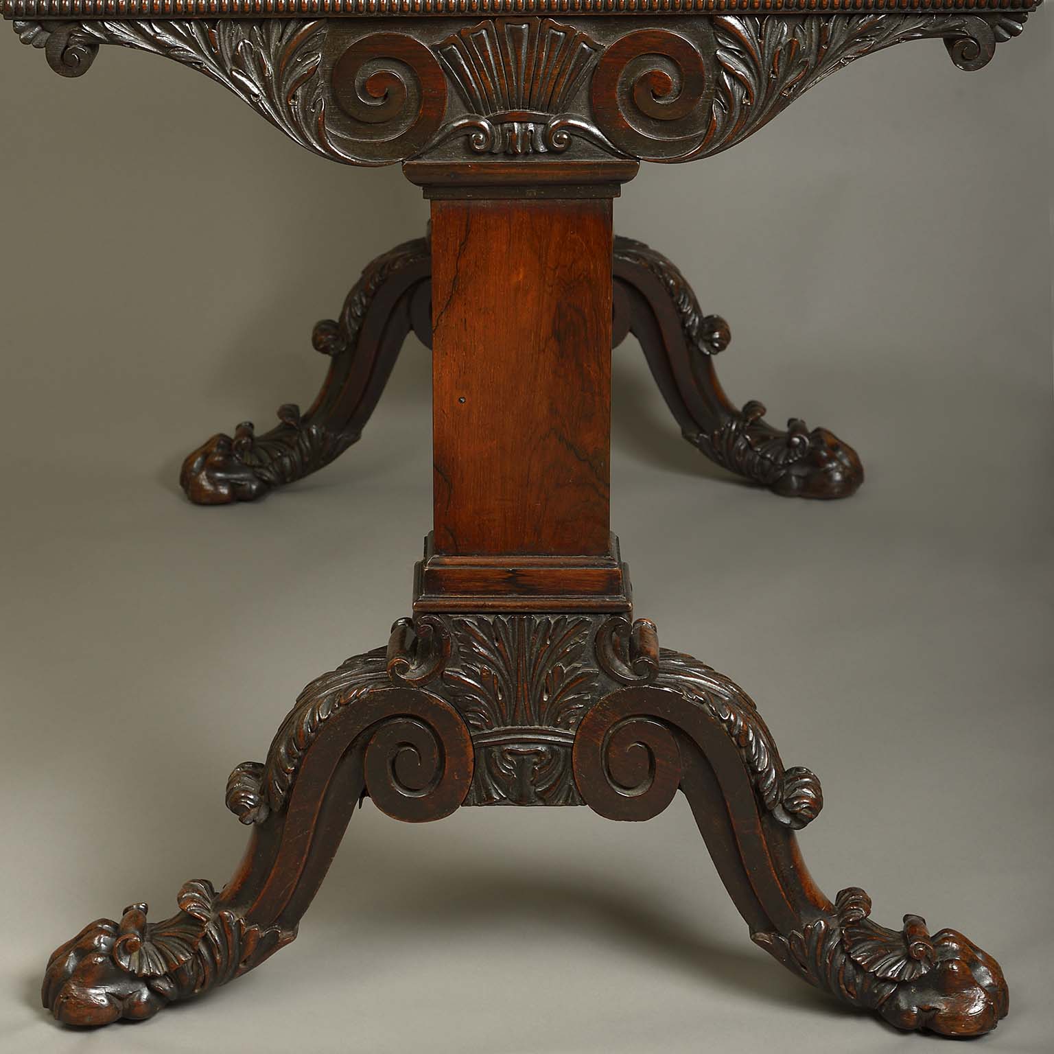 An Important Rosewood Brass Inlaid Centre Table with a Grand Tour Roman Mosaic Top