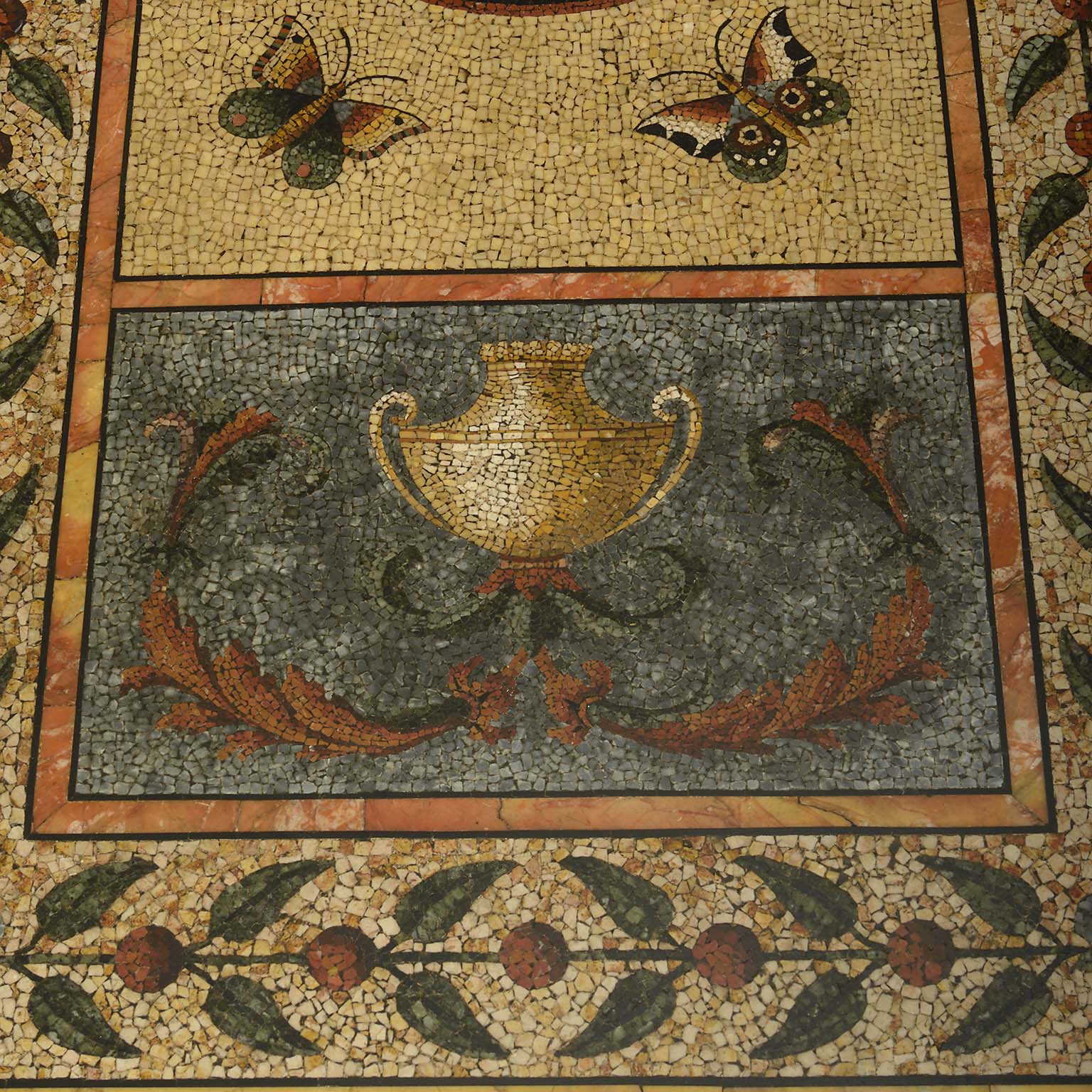 An Important Rosewood Brass Inlaid Centre Table with a Grand Tour Roman Mosaic Top