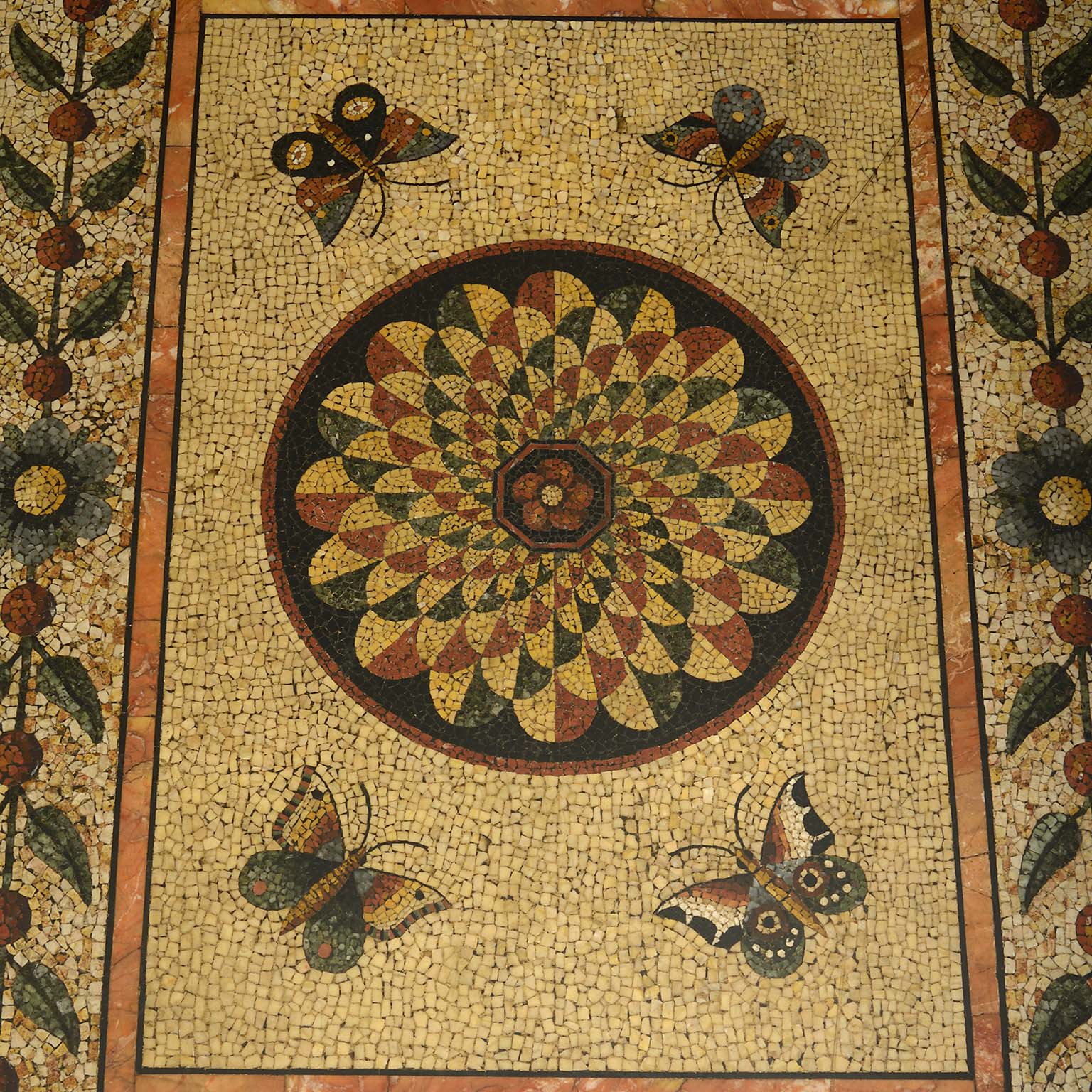 An Important Rosewood Brass Inlaid Centre Table with a Grand Tour Roman Mosaic Top