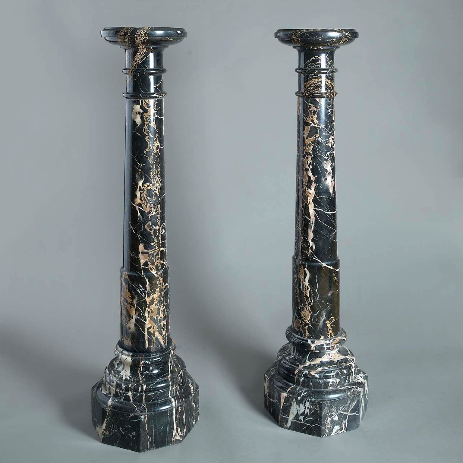 Pair of Portoro Marble Columns