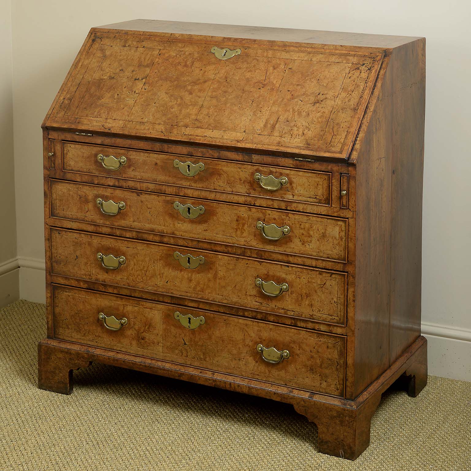 George II Burr Elm and Feather Banded Bureau
