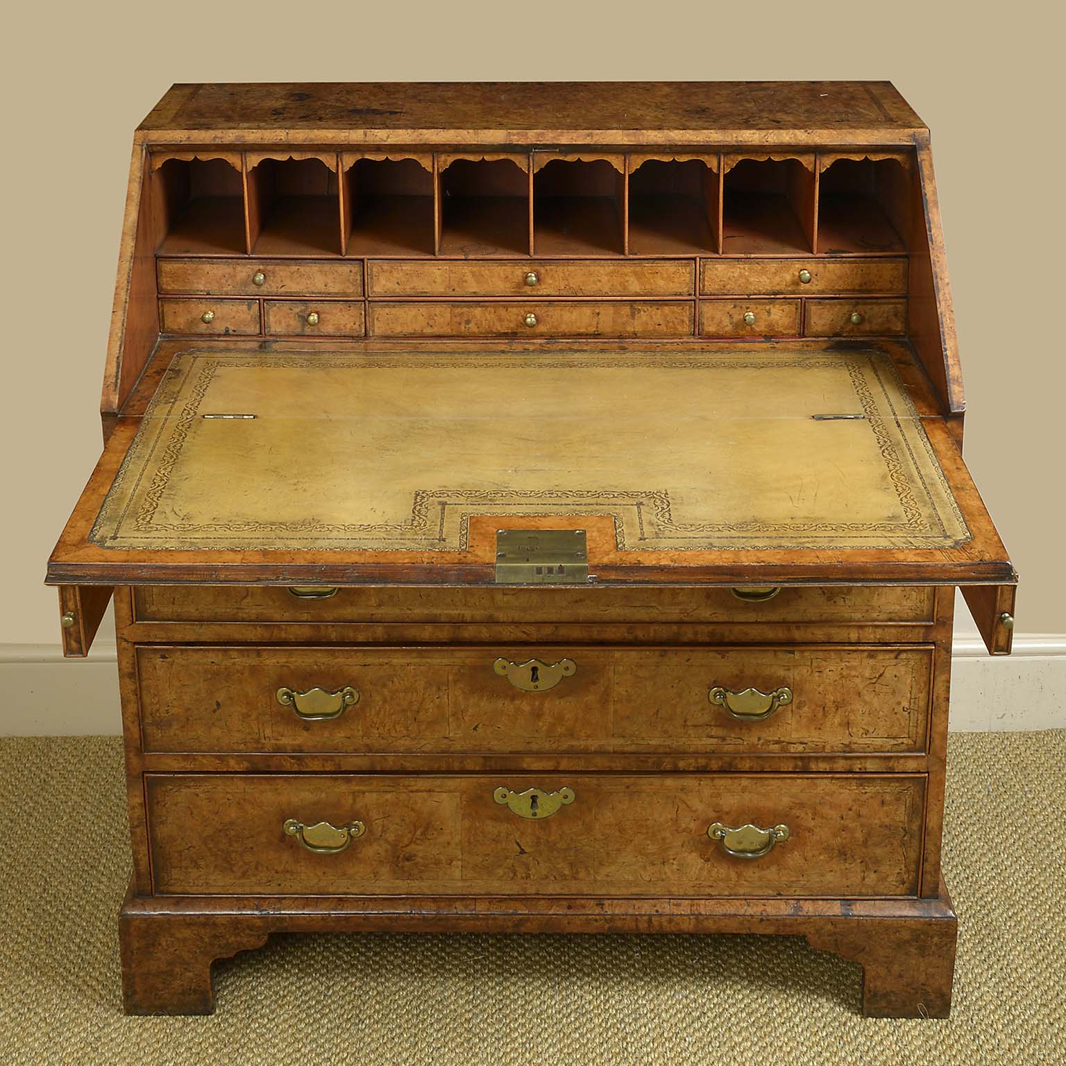 George II Burr Elm and Feather Banded Bureau
