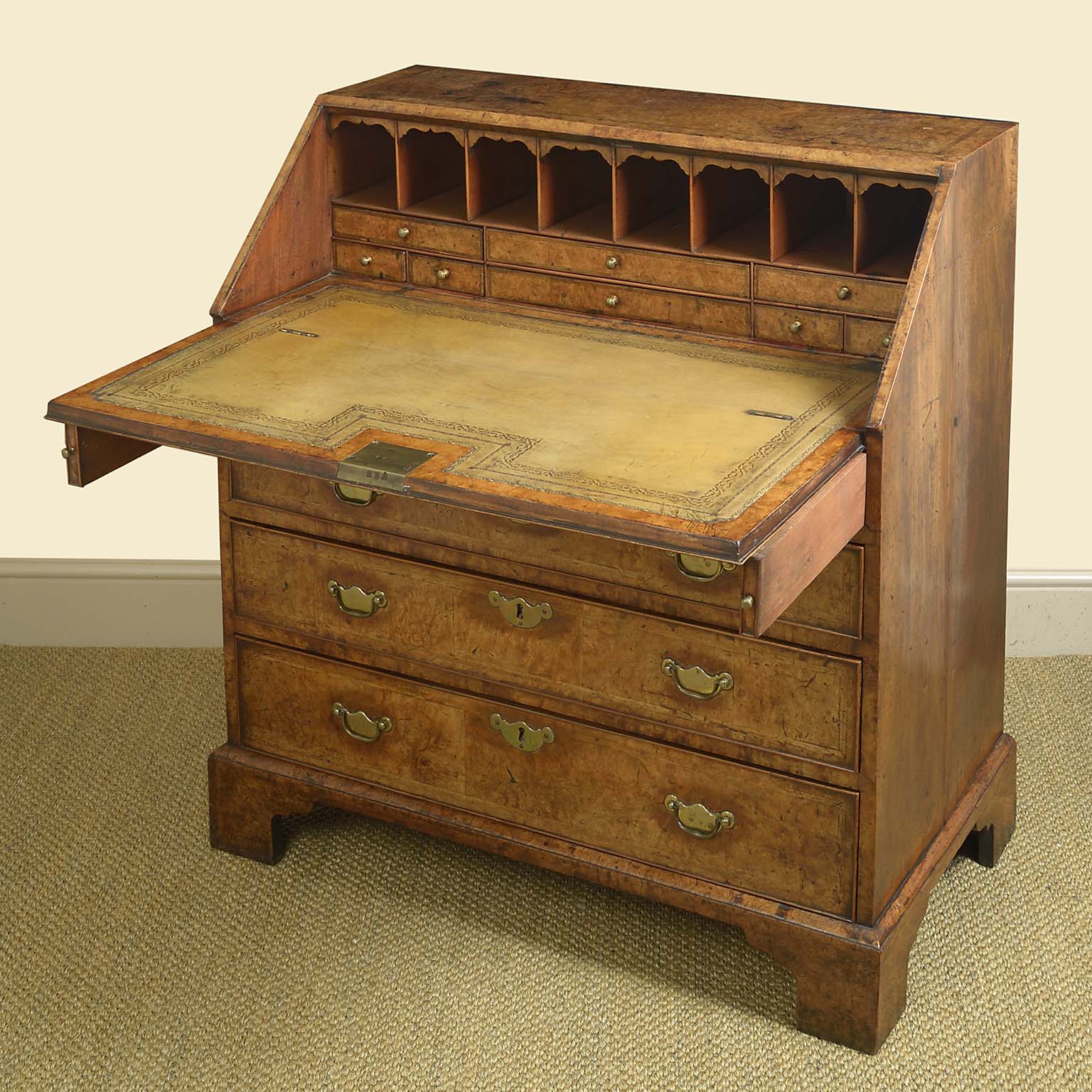 George II Burr Elm and Feather Banded Bureau