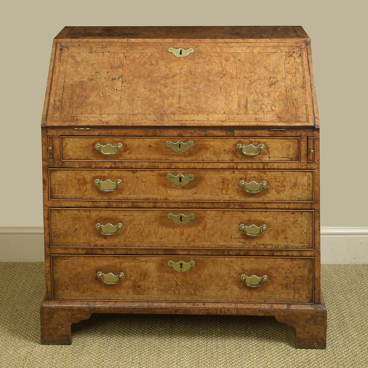 George II Burr Elm and Feather Banded Bureau
