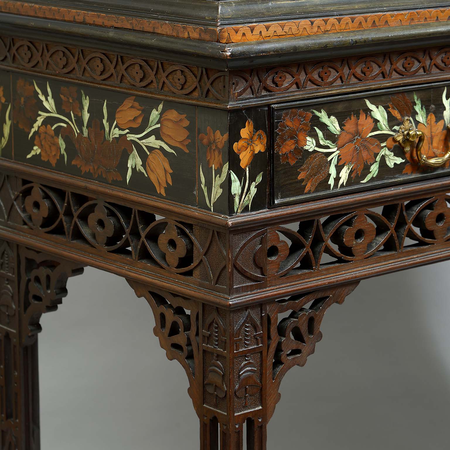 Charles II Fruitwood and Bone Marquetry Cabinet on a bespoke mid Georgian Stand