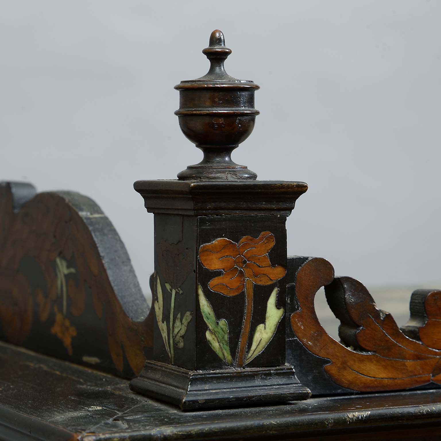 Charles II Fruitwood and Bone Marquetry Cabinet on a bespoke mid Georgian Stand