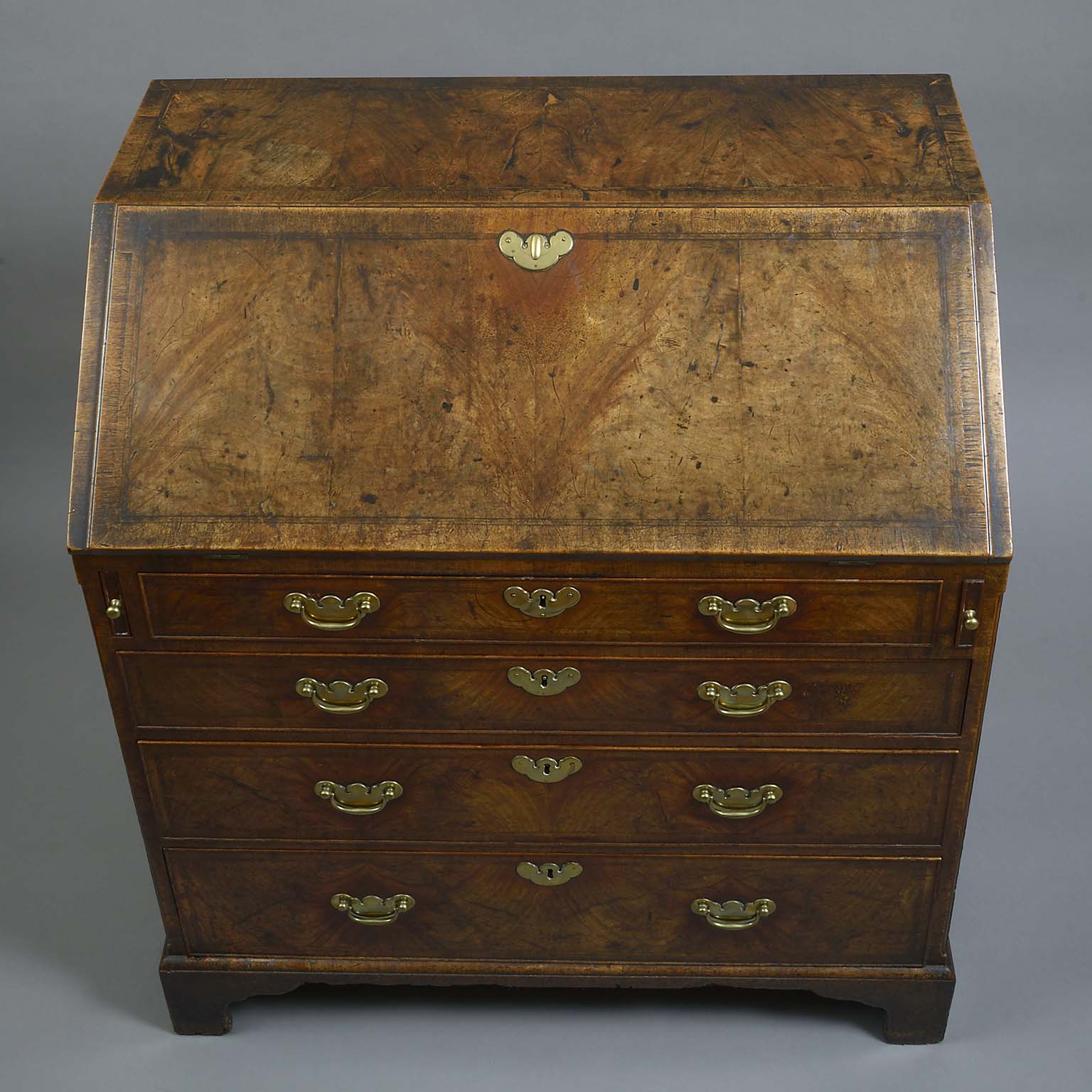 George I Figured Walnut Bureau