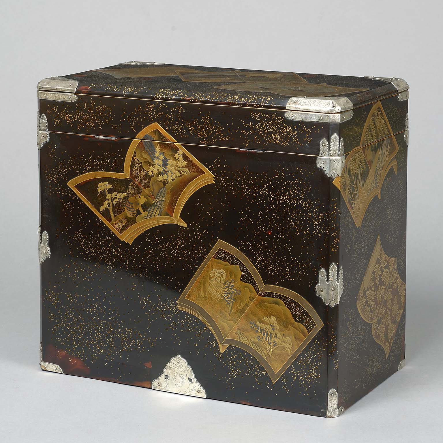 Silver Mounted Lacquer Jewellery Cabinet