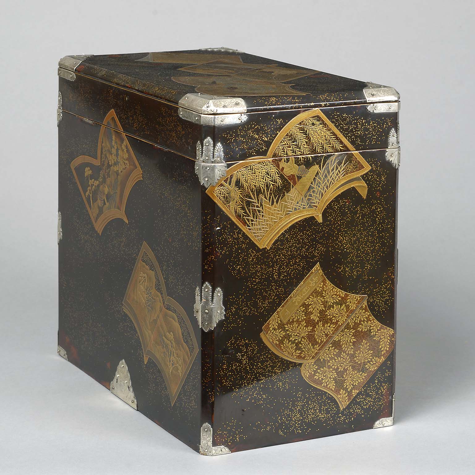 Silver Mounted Lacquer Jewellery Cabinet