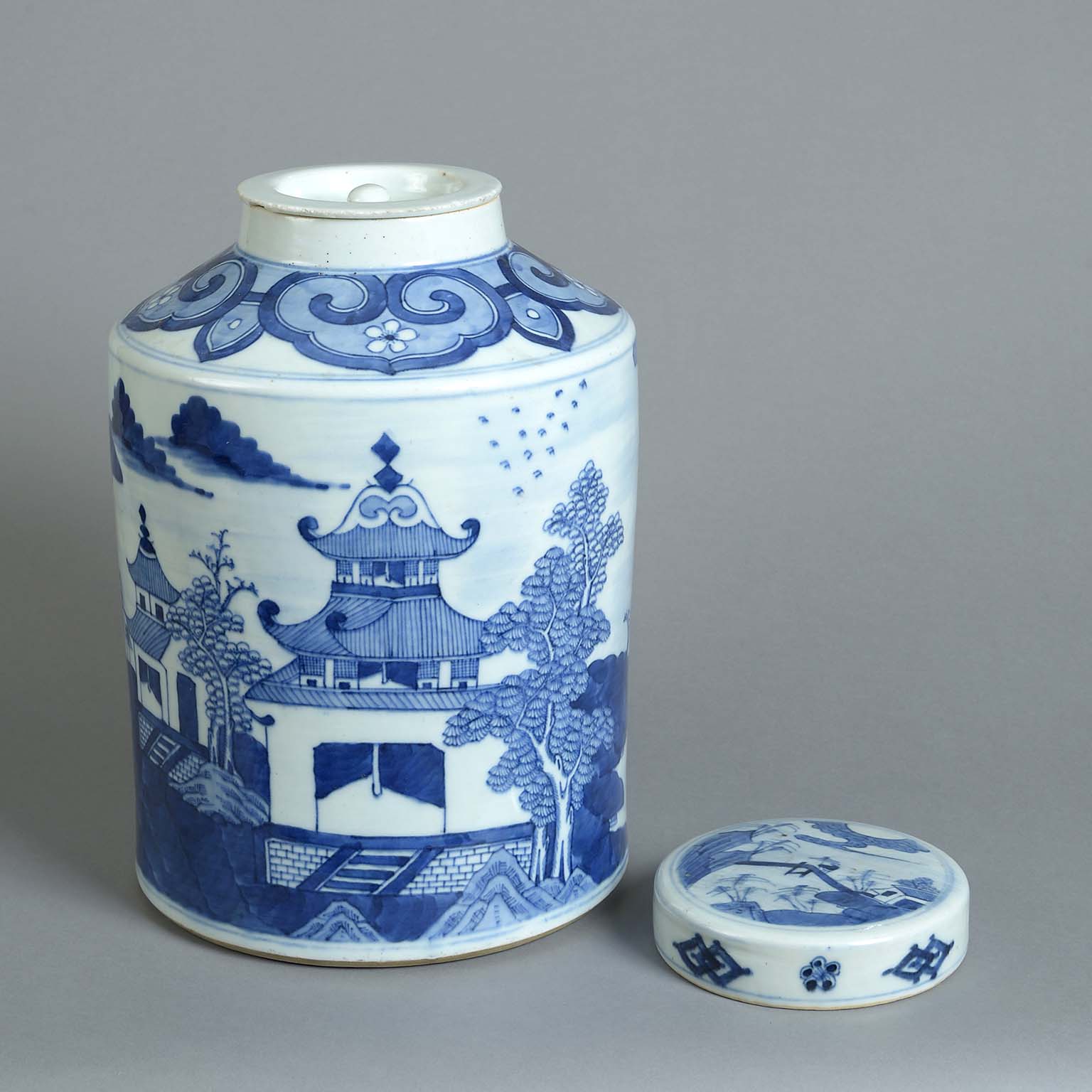 Large Pair of Chinese Blue and White Storage Jars