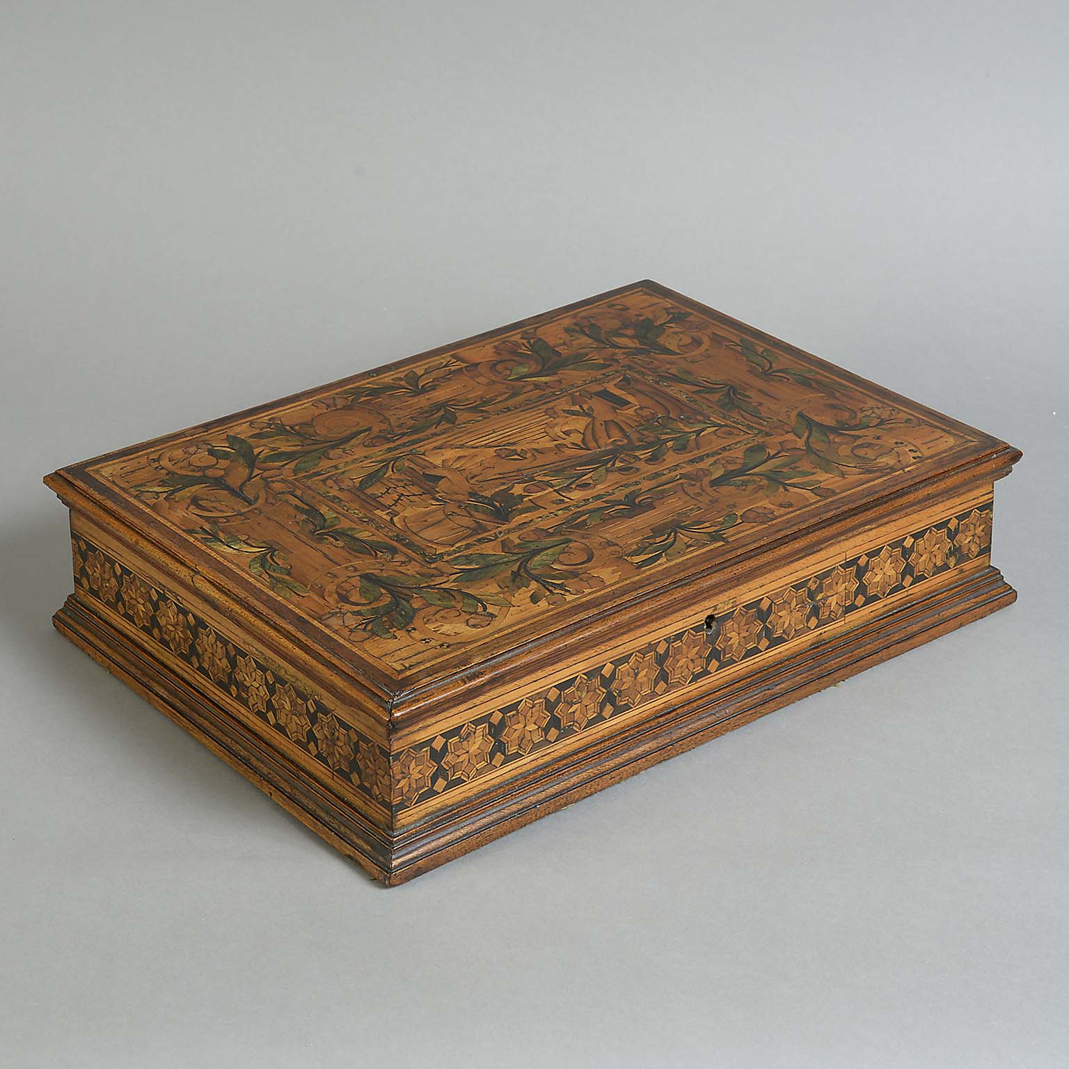 A Marquetry Document Box Incorporating an Augsburg Intarsia Panel