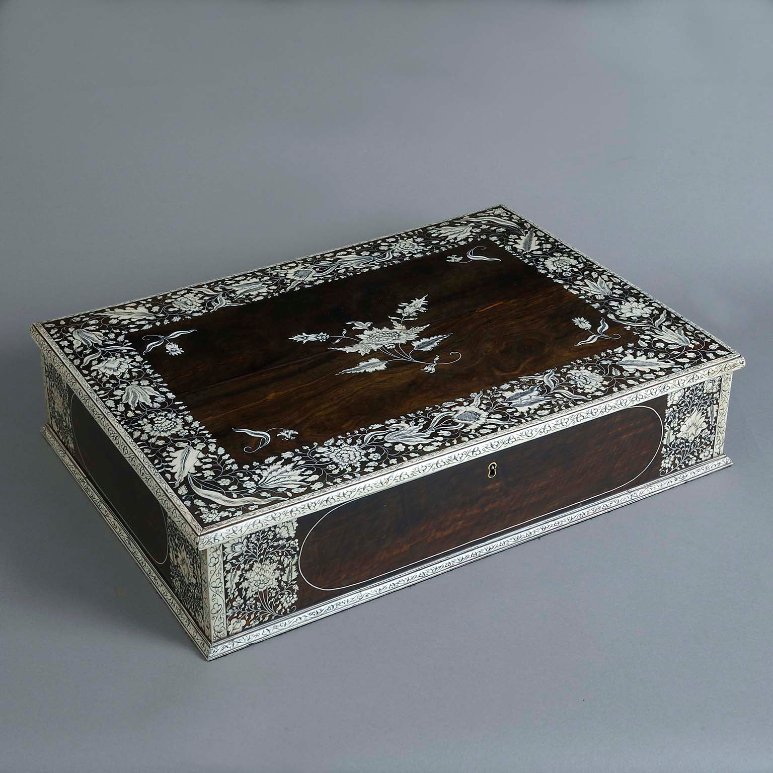 Vizagapatam Ebony and Ivory Inlaid Document Box
