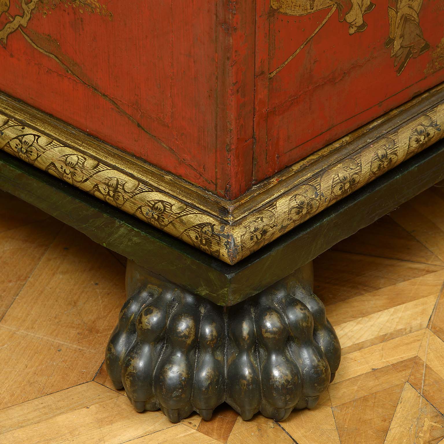 Chinese ‘100 Boys at Play’ Red Lacquer Marriage Cabinet