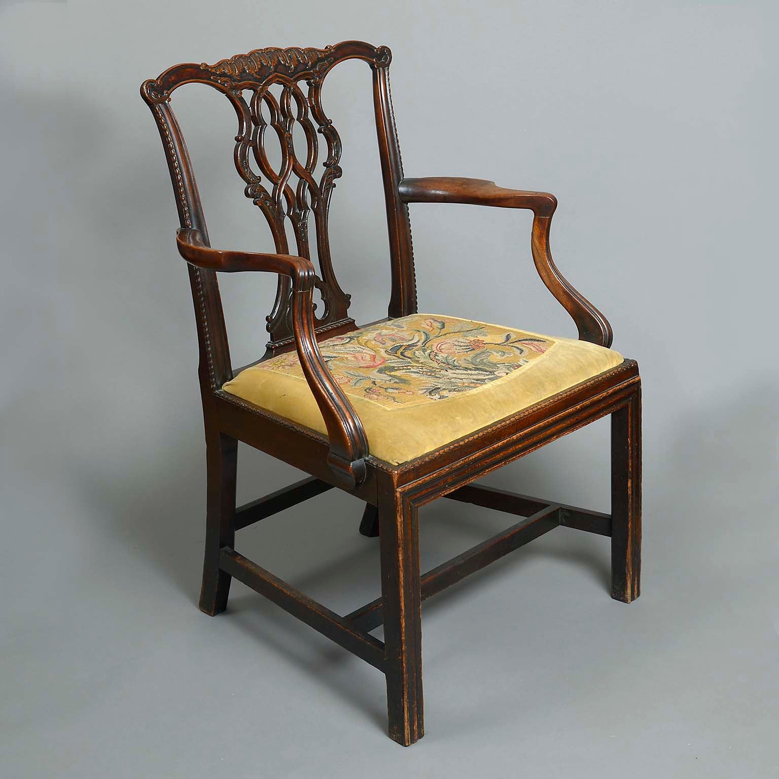 Early George III Mahogany Elbow Chair in the Chippendale Taste