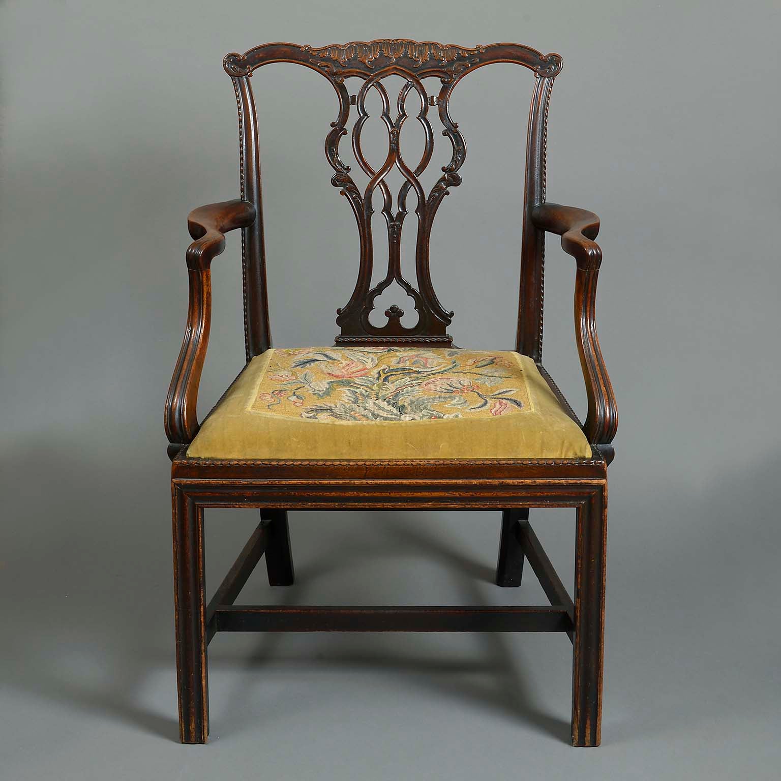Early George III Mahogany Elbow Chair in the Chippendale Taste