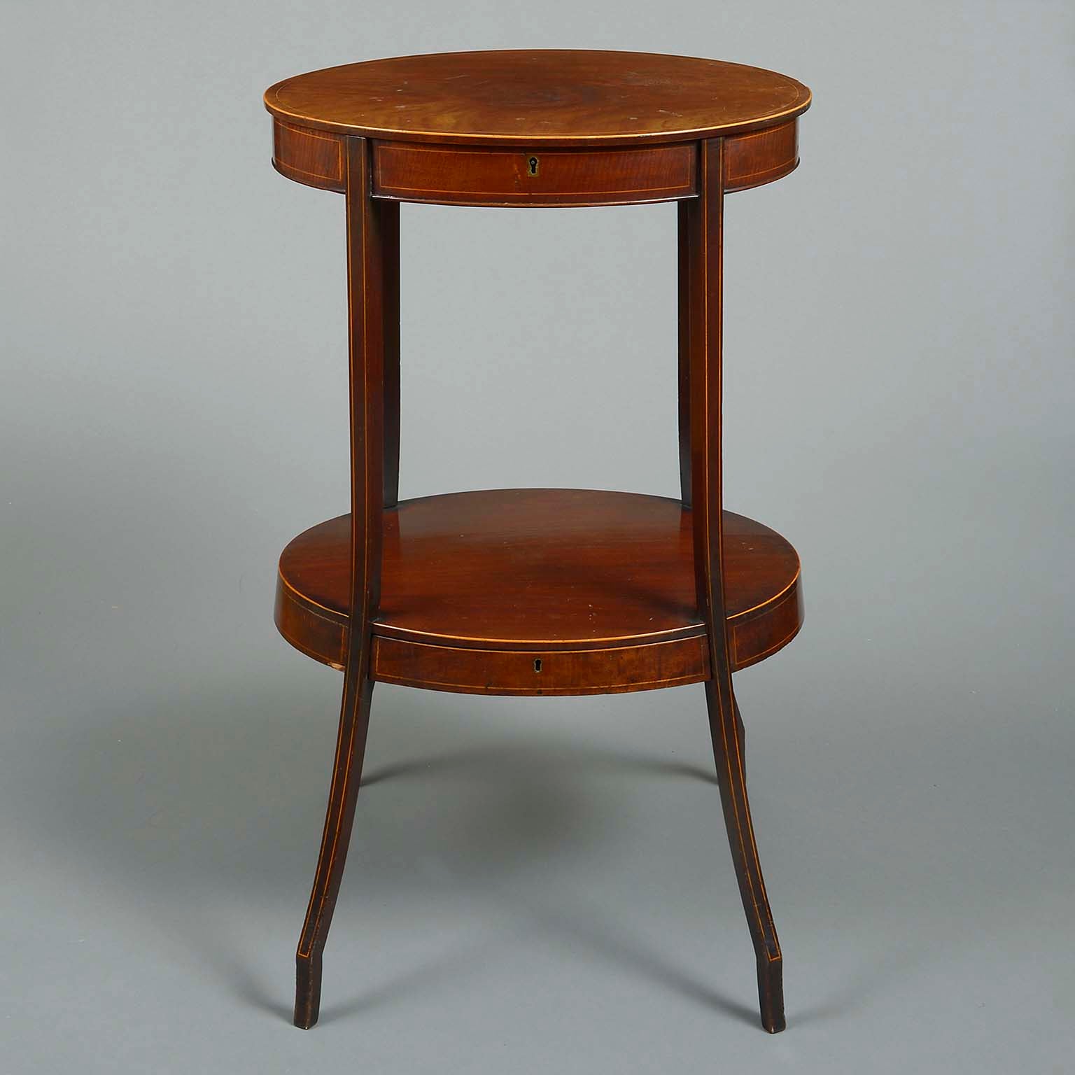 Sheraton Period Mahogany Oval Two-Tiered Table