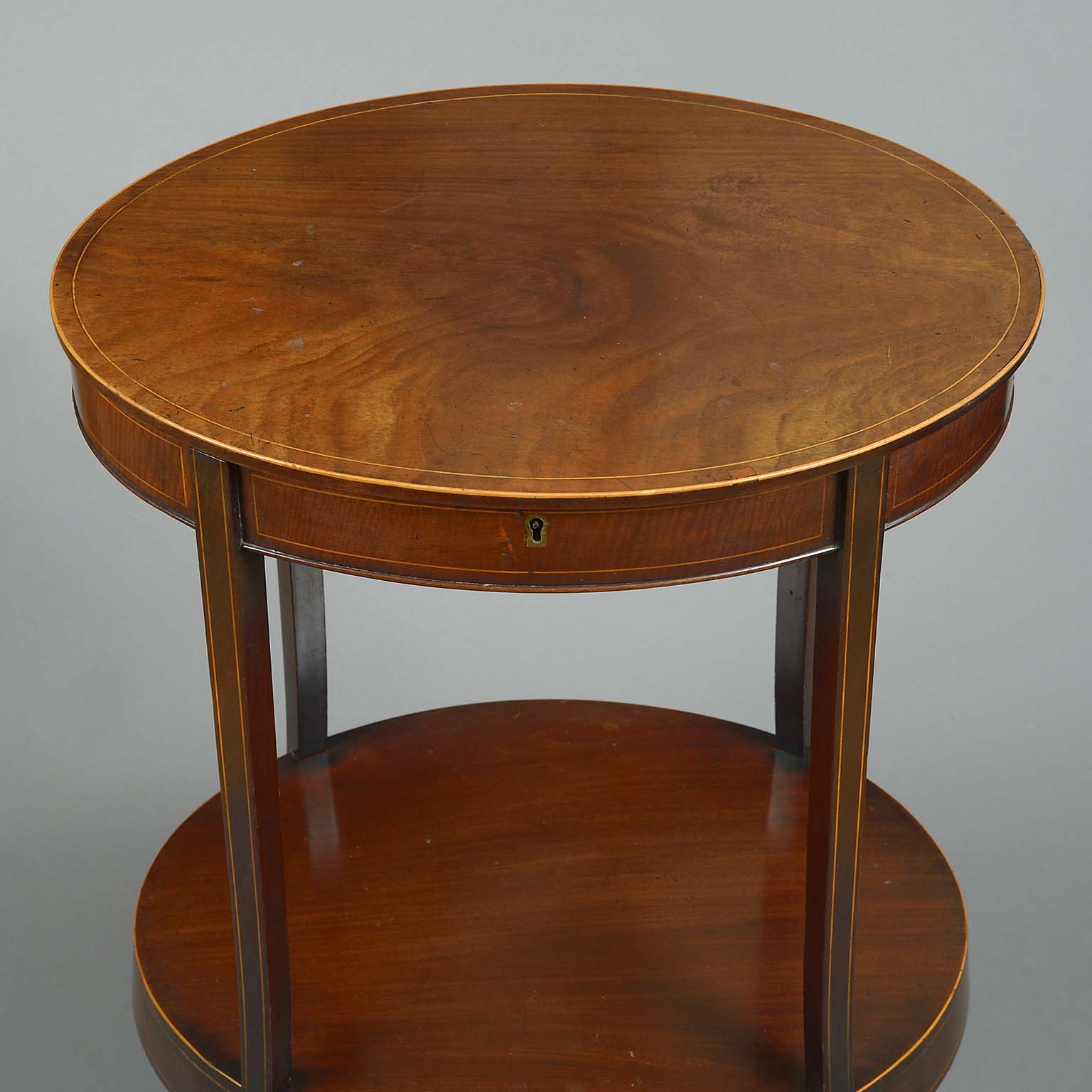 Sheraton Period Mahogany Oval Two-Tiered Table