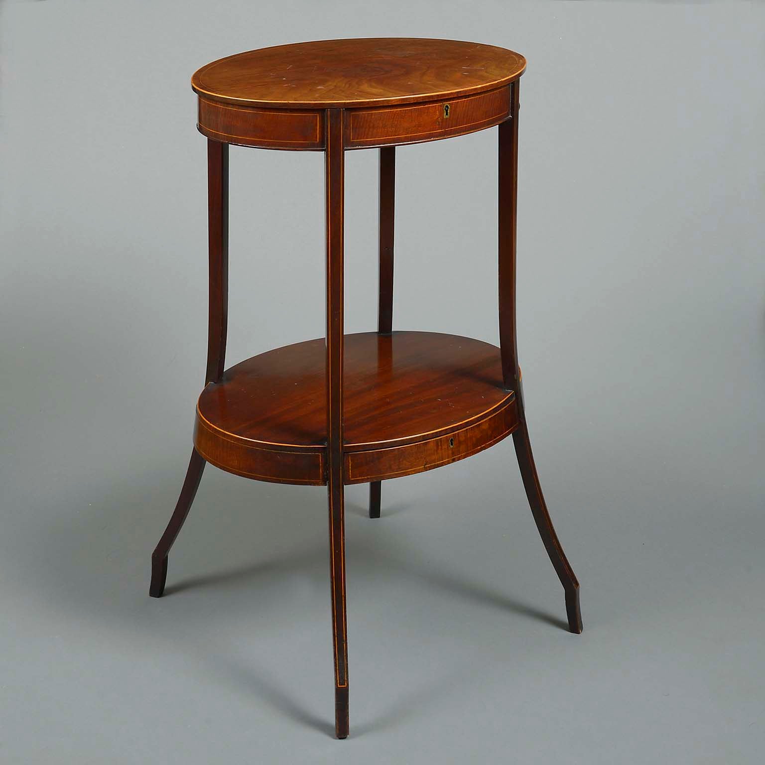 Sheraton Period Mahogany Oval Two-Tiered Table