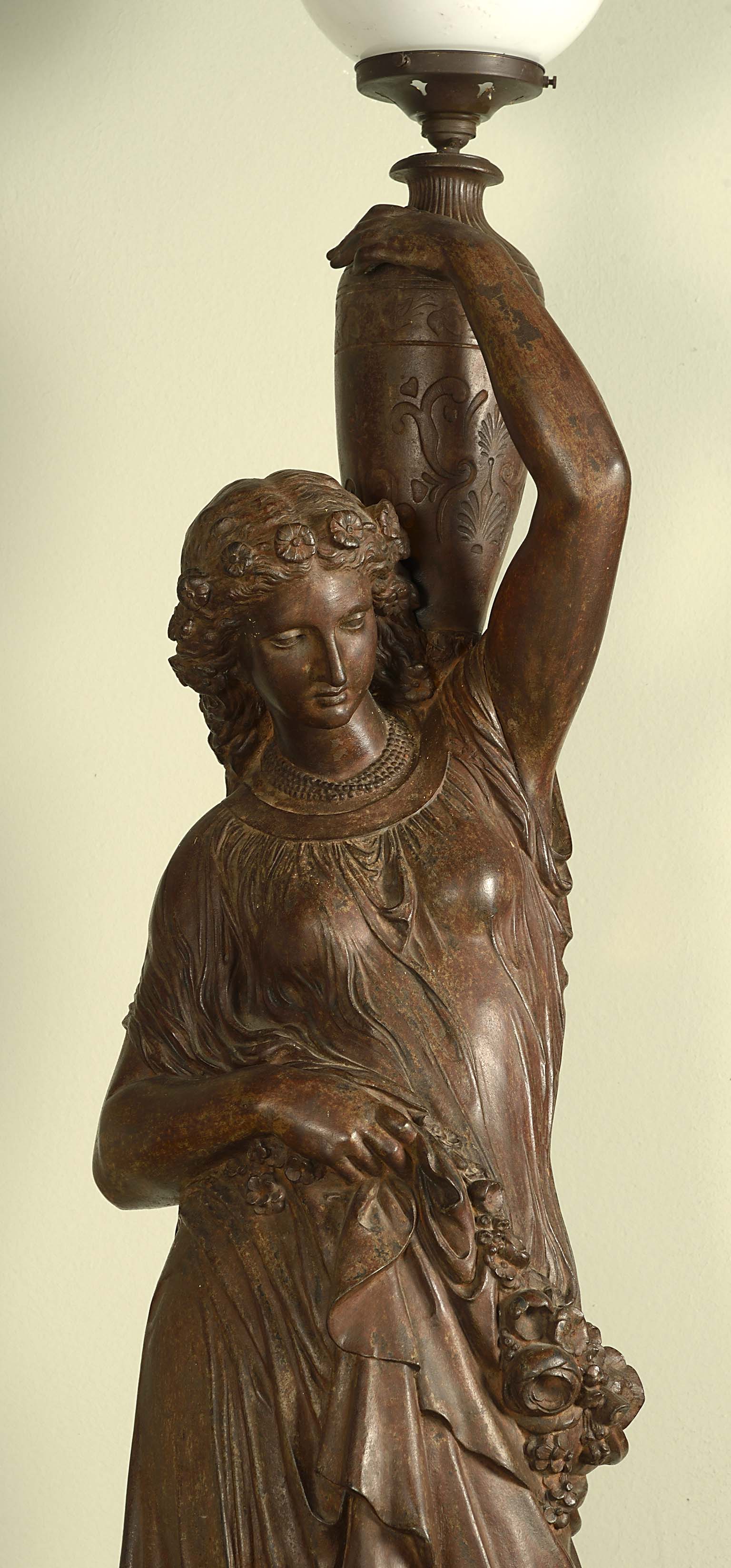 Pair of Val D’Osne Cast Iron Sculptures on Original Stands by Mathurin Moreau