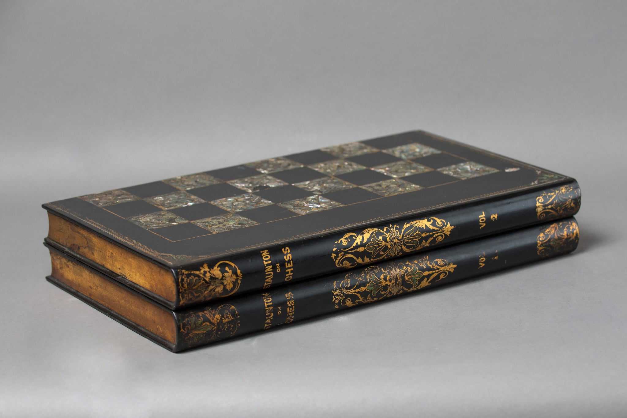 Staunton Chess & Backgammon Board in the Form of a Two Volume Folio