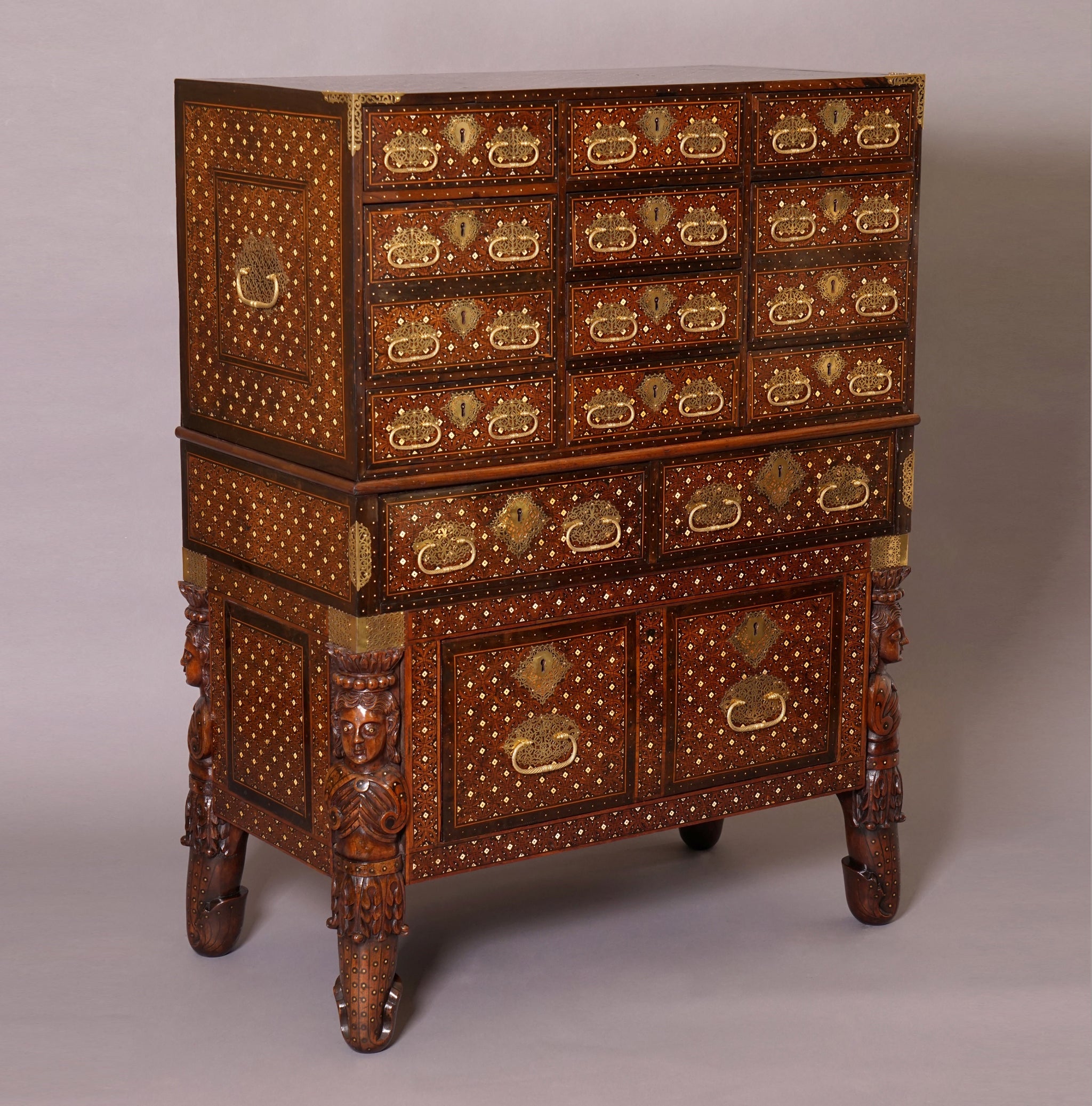 A 17th Century Indo-Portuguese Cabinet On Stand