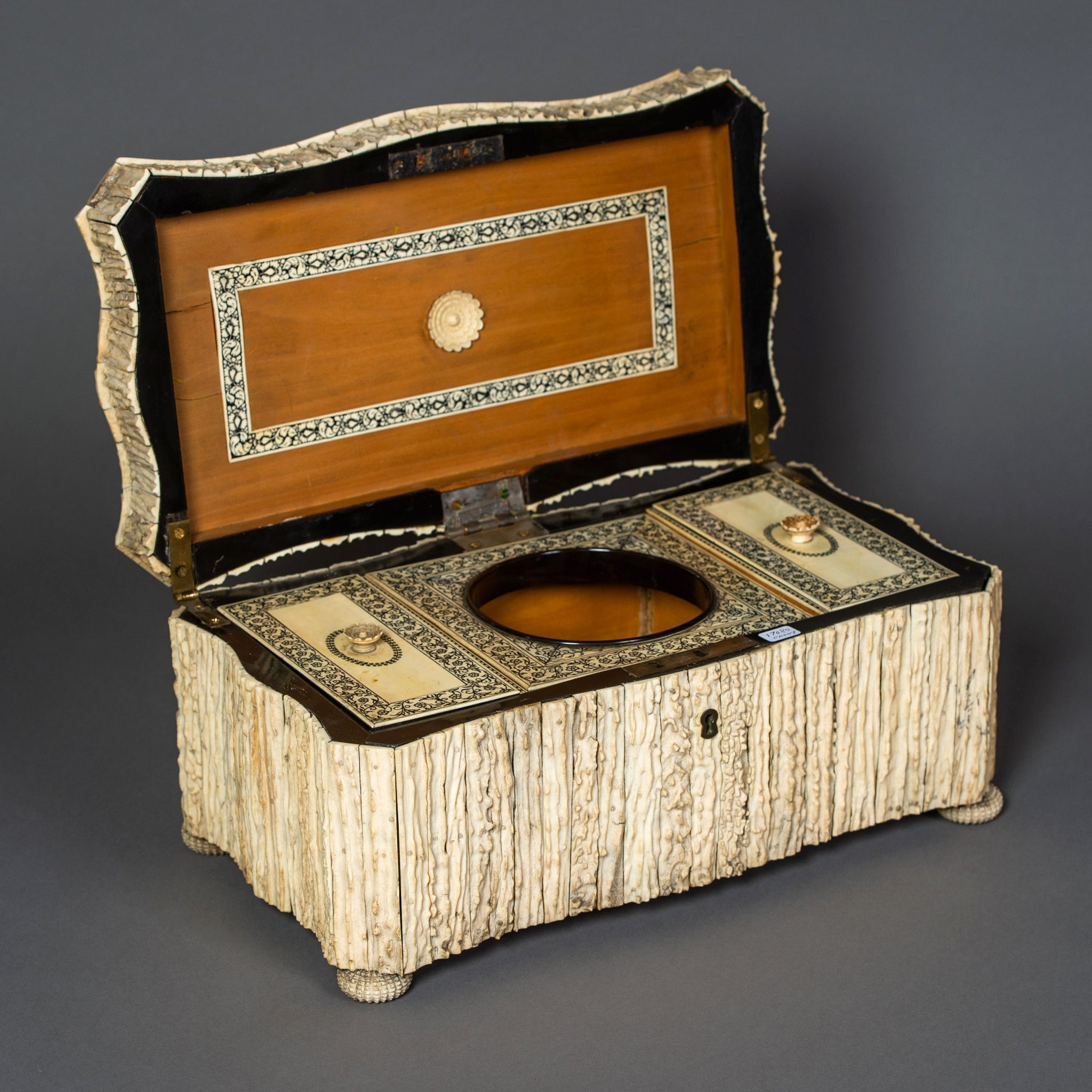 Large Indian Elk Horn Tea Caddy