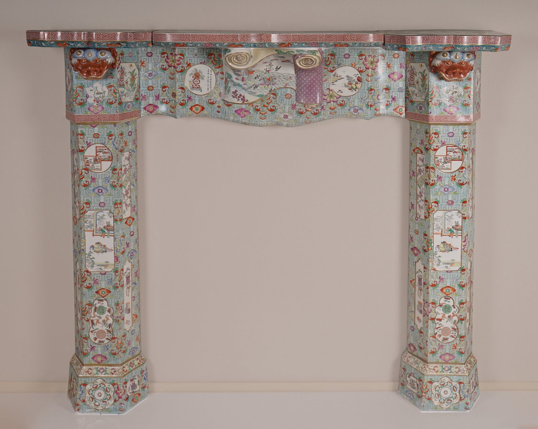 A Fine and Rare Mason's Ironstone Chinoiserie Chimneypiece