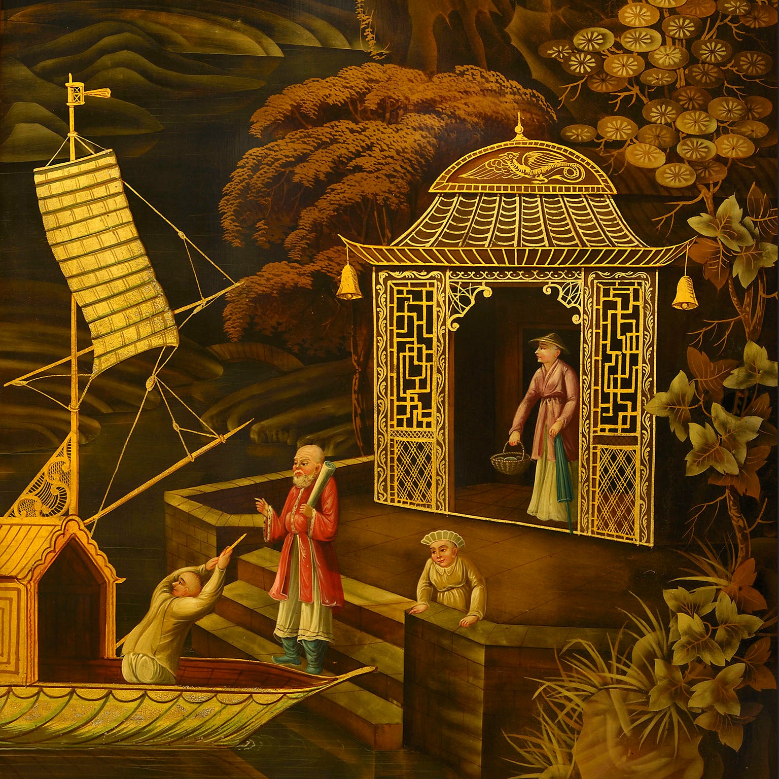 George III Pontypool Polychrome Tole Screen