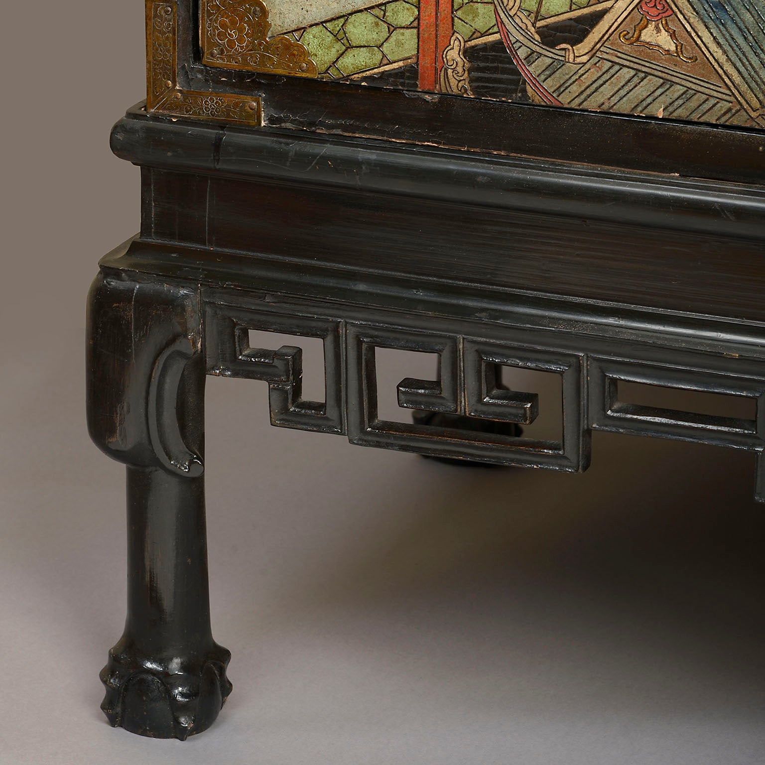 European Lacquer Cabinet on Stand with Kangxi Panels