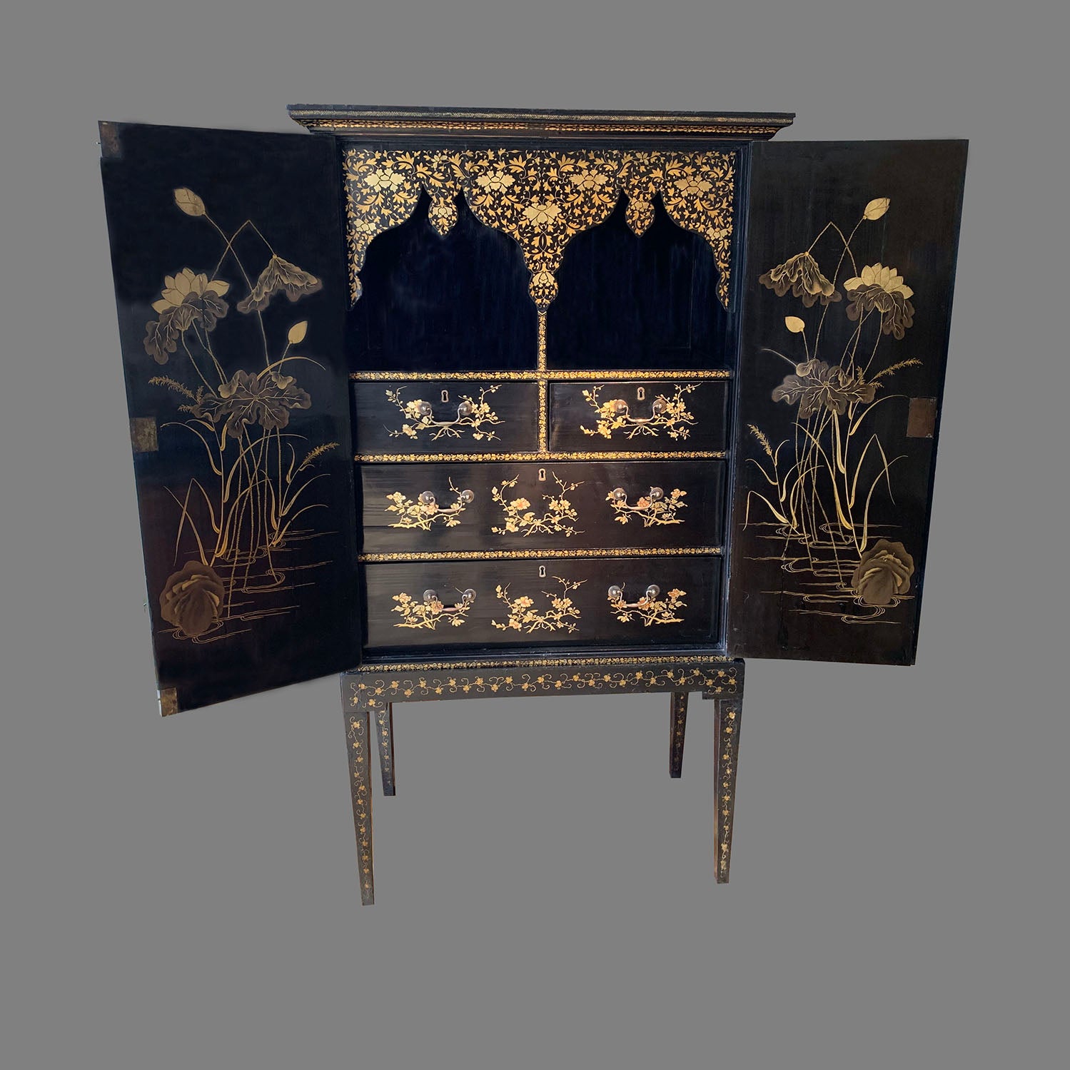 Chinese Export Lacquer Cabinet on Stand