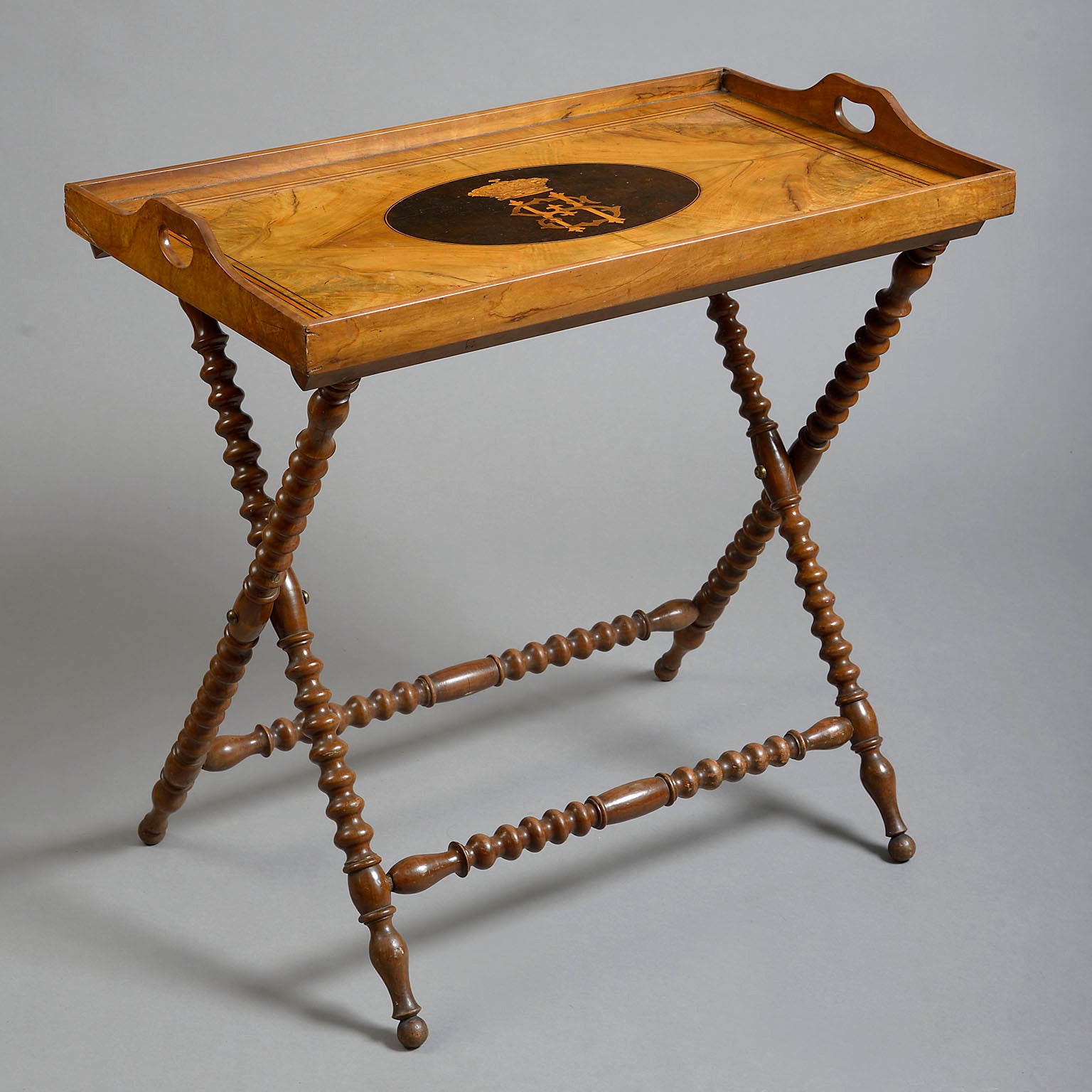 A Walnut  Butlers Tray on Stand
