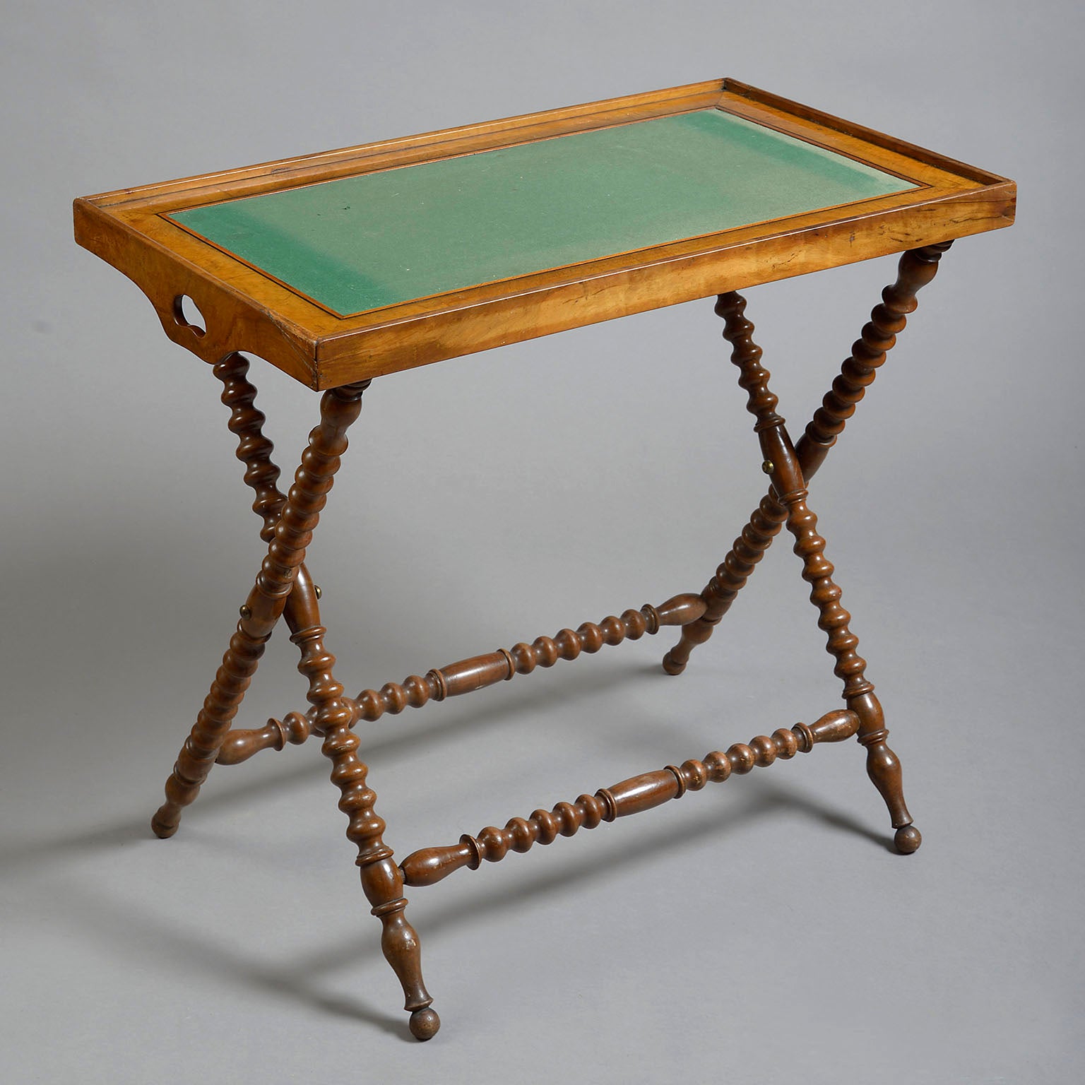 A Walnut  Butlers Tray on Stand