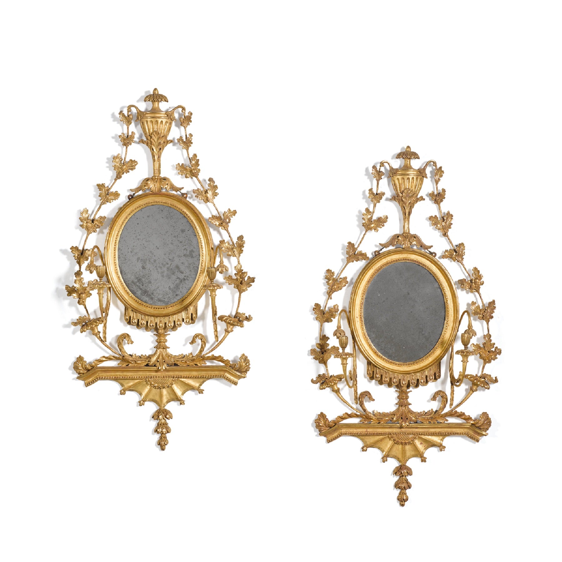 Pair of George III Carved Giltwood Mirrors