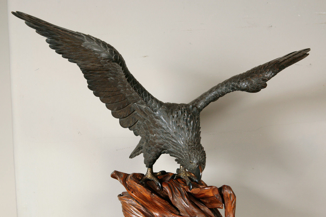 Japanese Bronze Eagle, Meiji Period, Circa 1880
