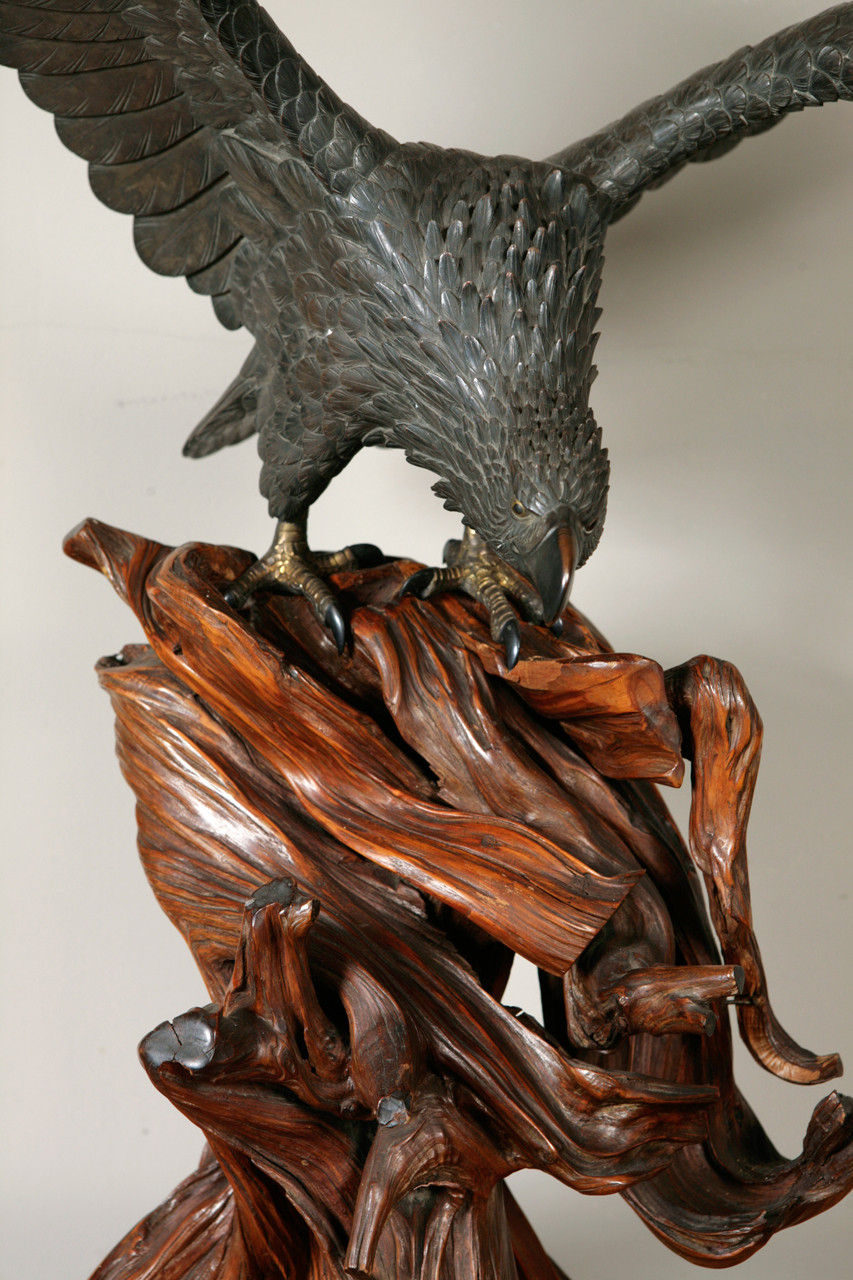 Japanese Bronze Eagle, Meiji Period, Circa 1880