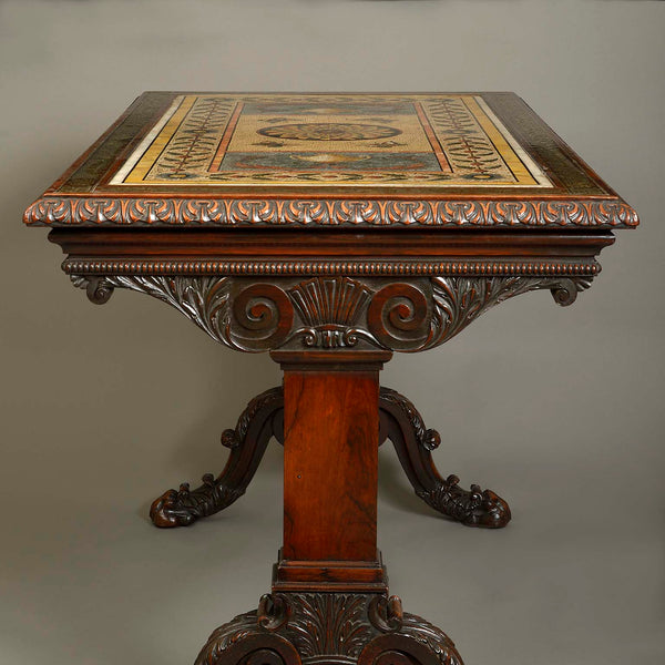 An Important Rosewood Brass Inlaid Centre Table with a Grand Tour Roma ...