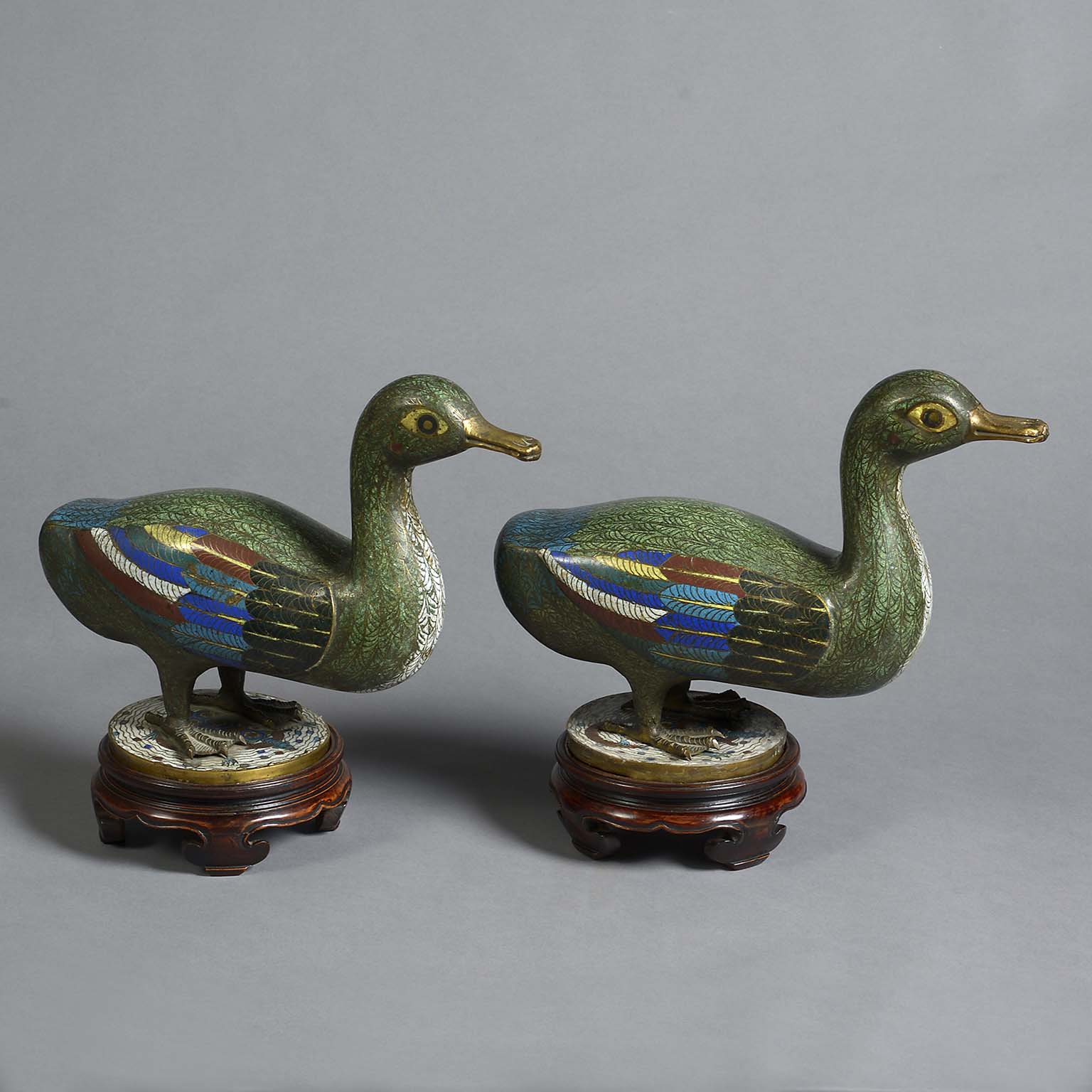 Pair of Chinese Cloisonne Ducks