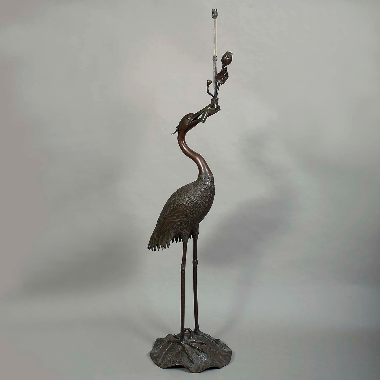 Bronze Standing Lamp in the form of a Crane