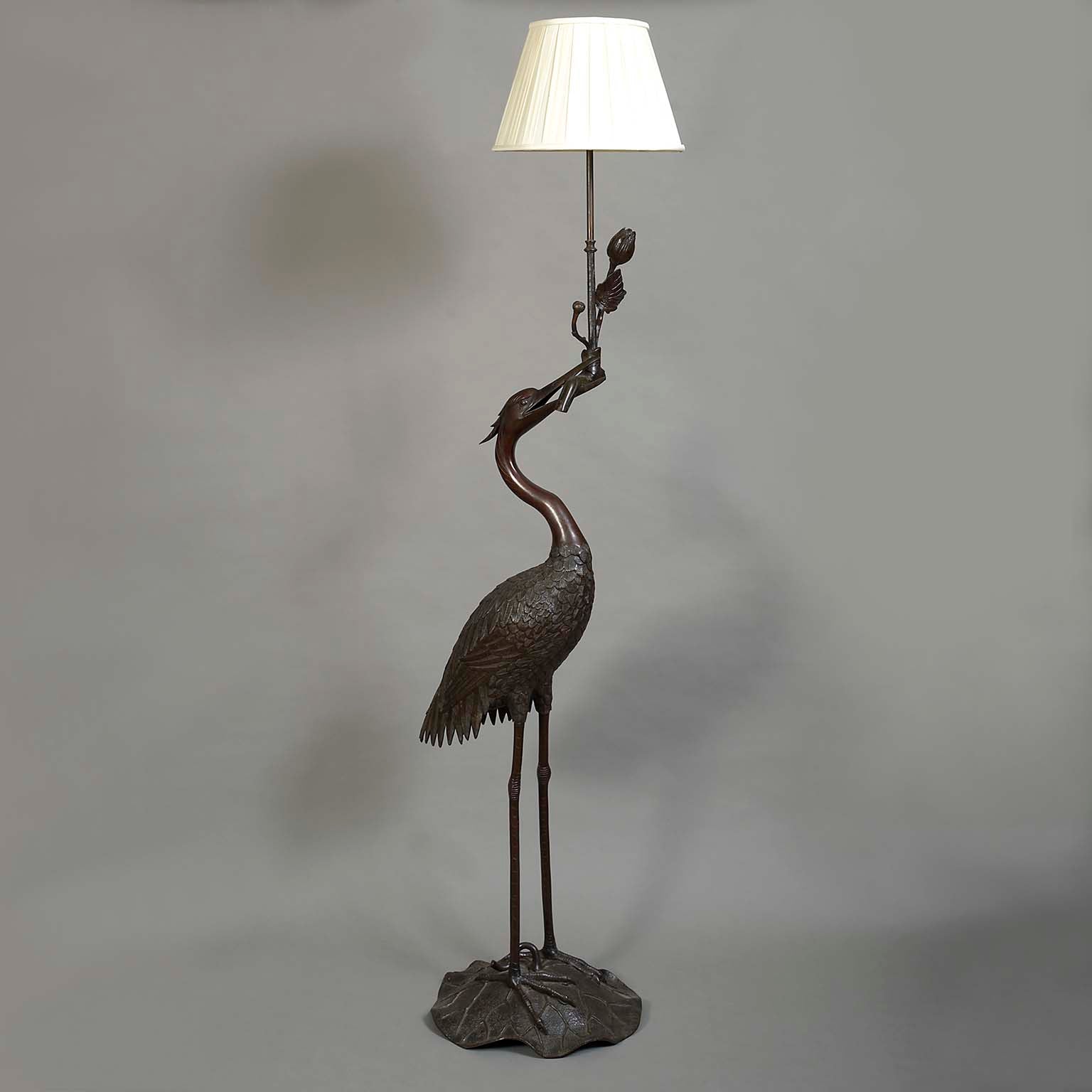 Bronze Standing Lamp in the form of a Crane