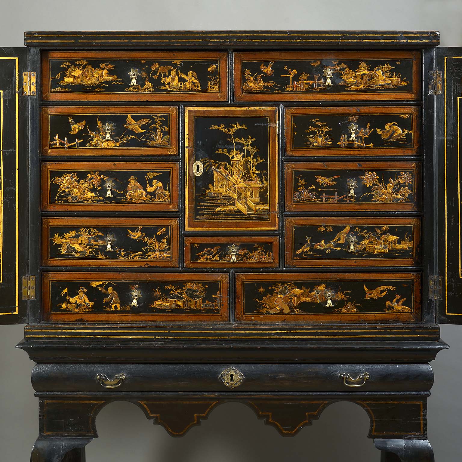 Chinoiserie Lacquer Cabinet on Stand