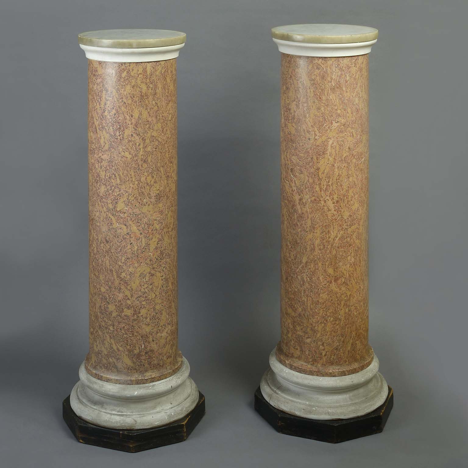 Pair of Simulated Spanish Brocatelle Pedestals
