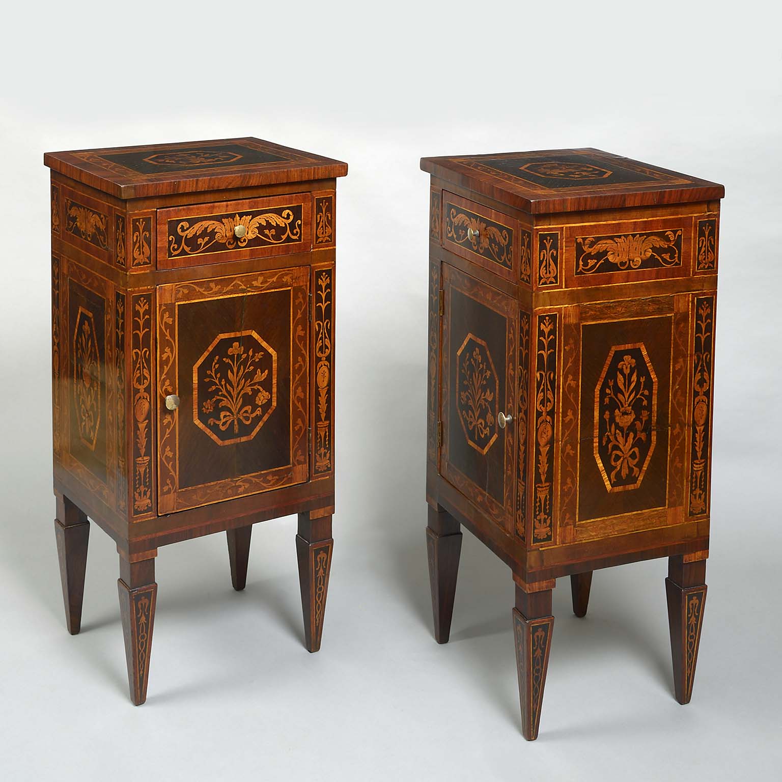 Pair of Neo-Classical Marquetry Commodini