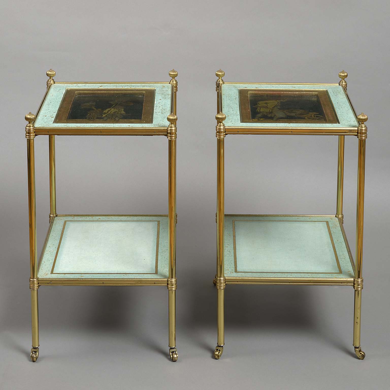 Pair of Mid Twentieth Century Gilt Brass Etageres By Mallett