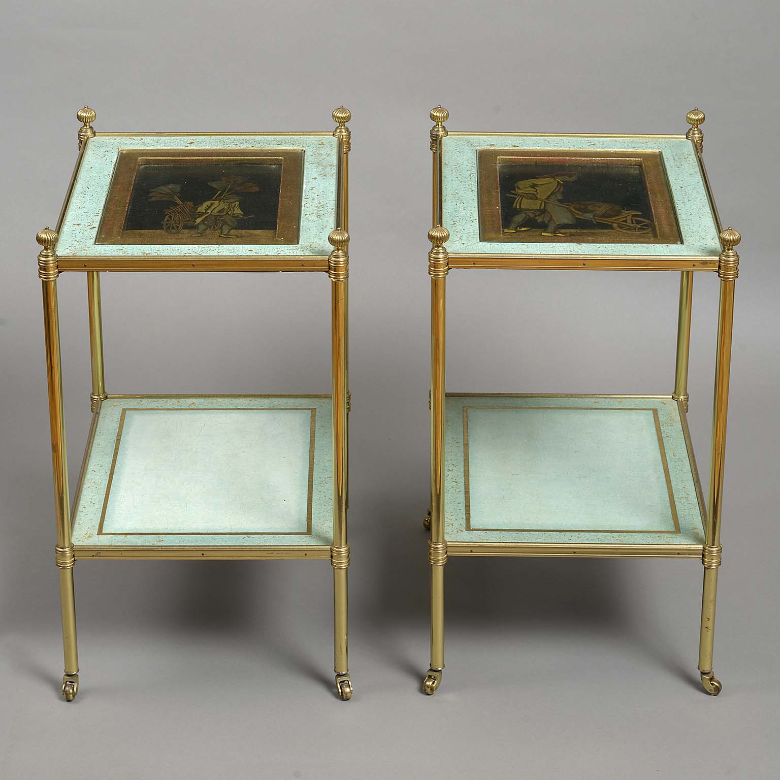 Pair of Mid Twentieth Century Gilt Brass Etageres By Mallett