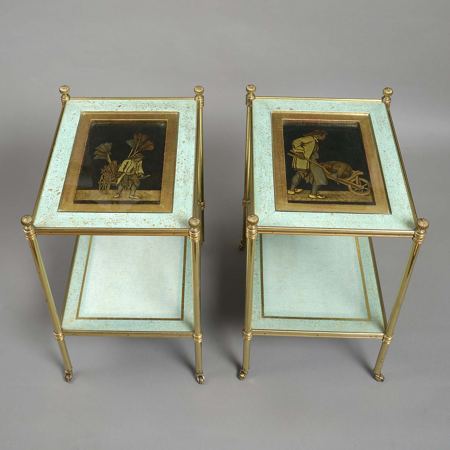 Pair of Mid Twentieth Century Gilt Brass Etageres By Mallett