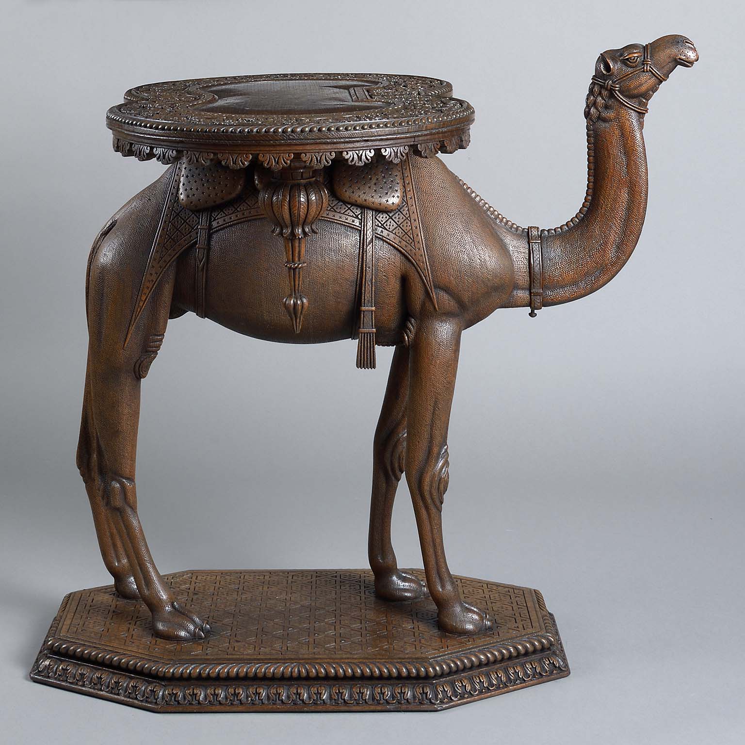 Anglo Indian Carved Hardwood Camel Table