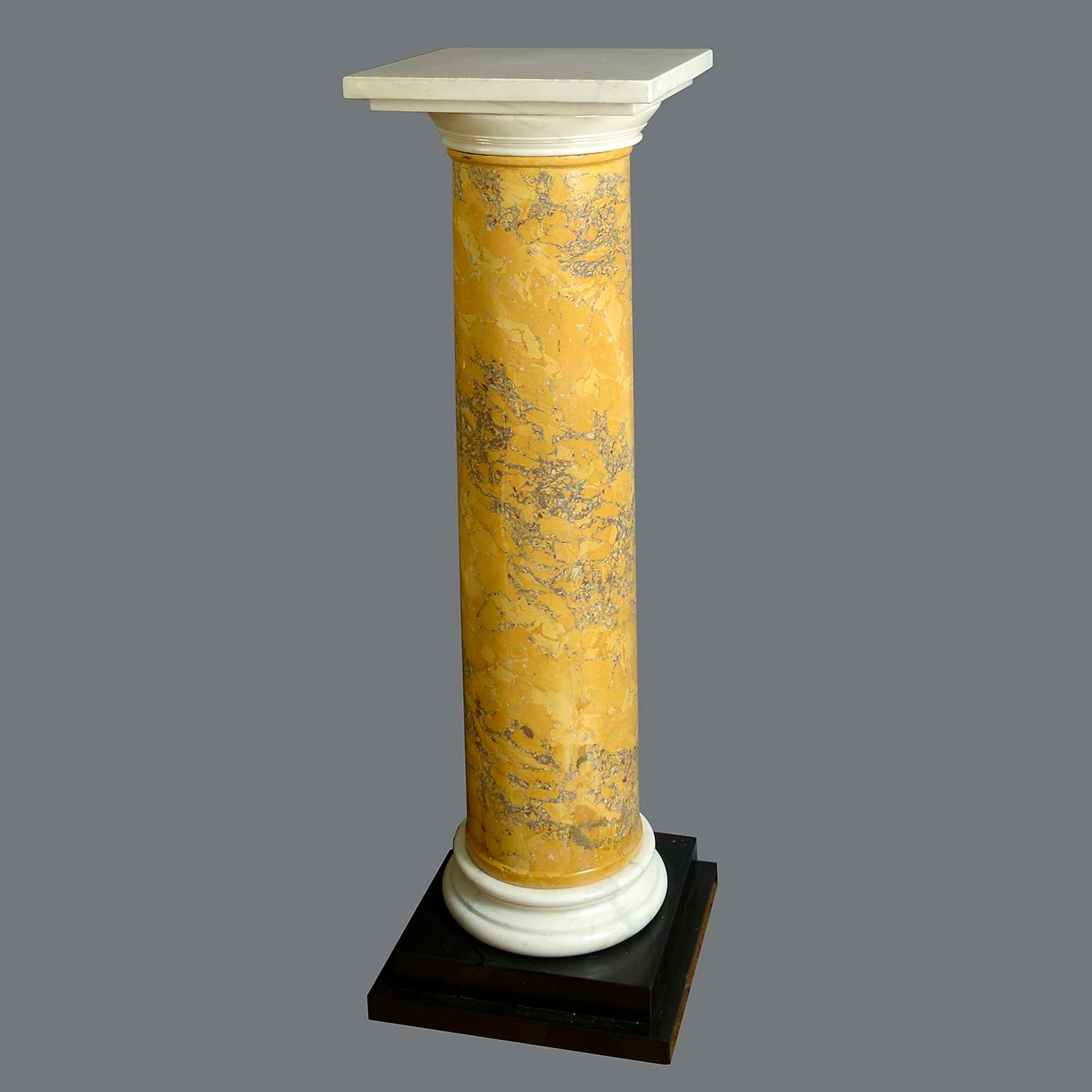 Substantial Sienna Scagliola Column with marble Top and Base