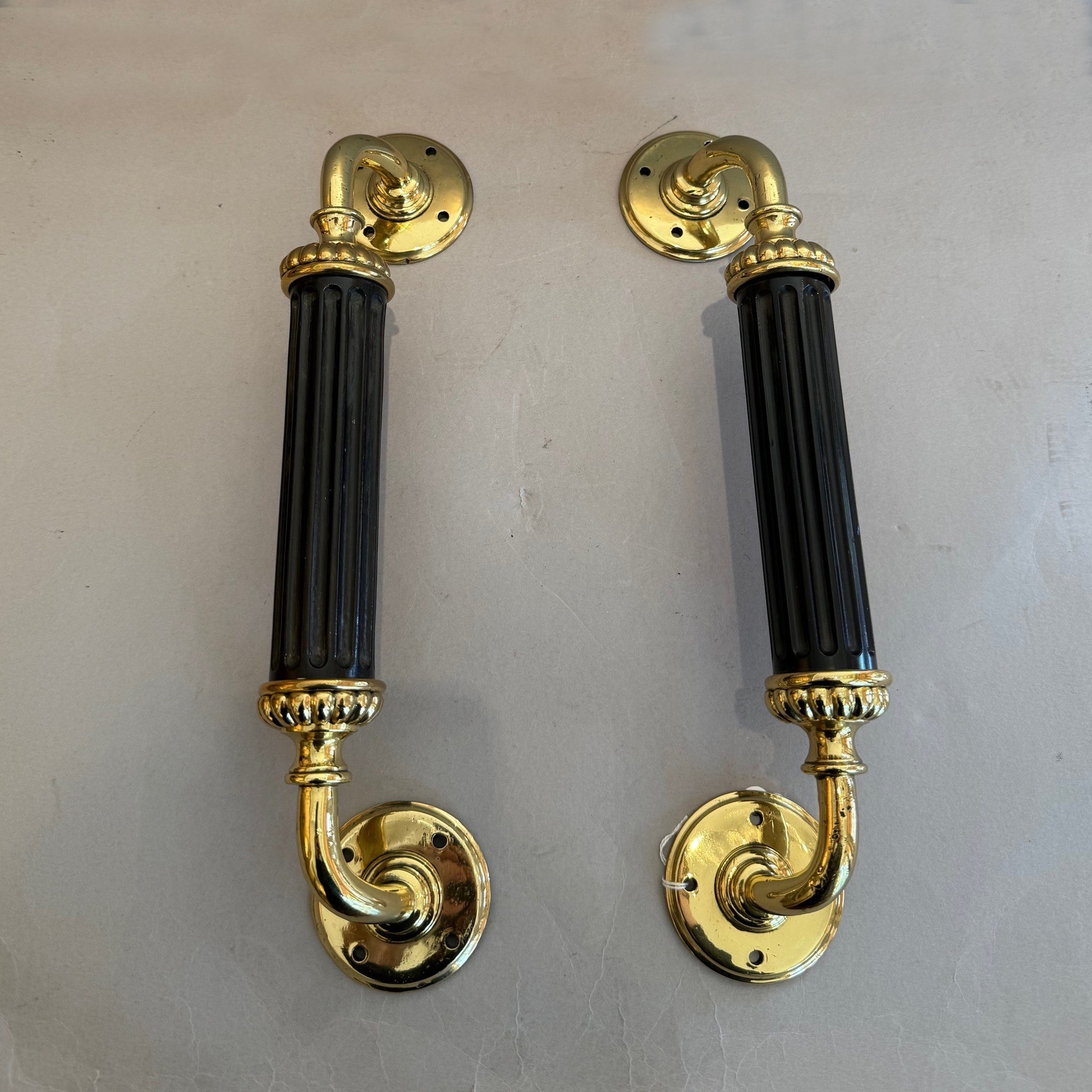 (18546) Pair of Ebony and Brass Door Pulls