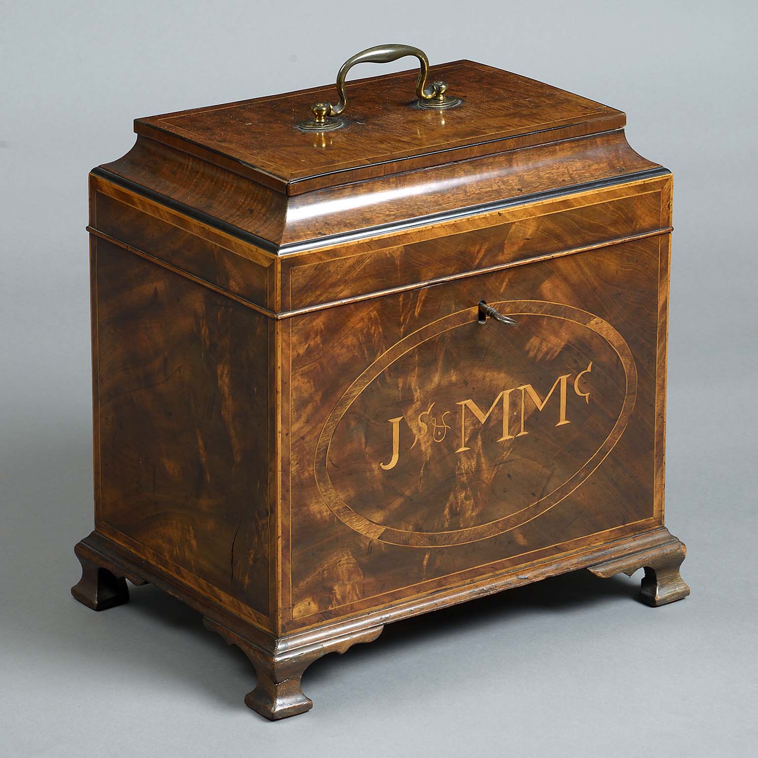 George III Mahogany and Marquetry Bottle Carrier