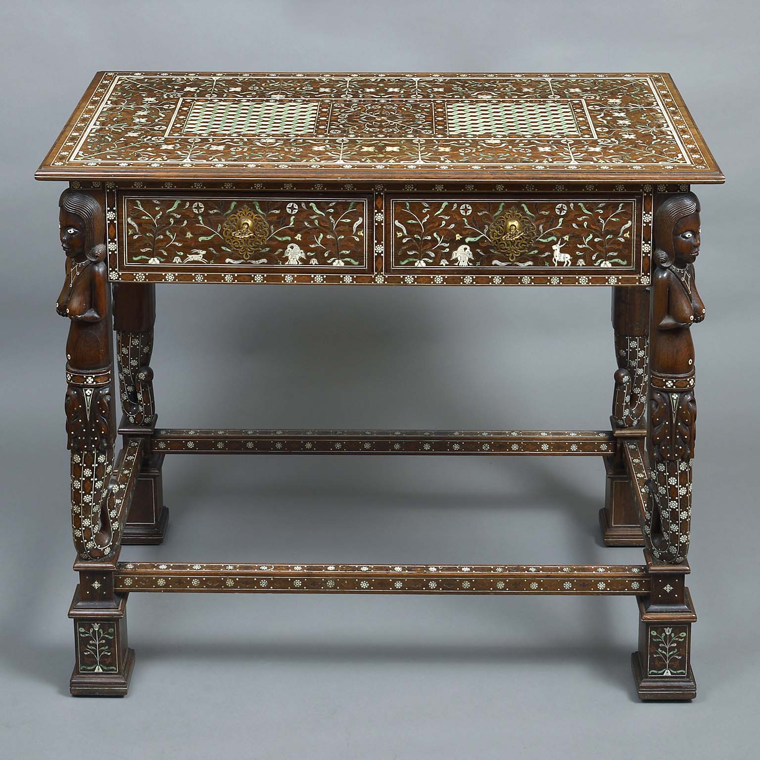 Indo-Portuguese Ivory Inlaid Centre Table of Mughal Period and Design